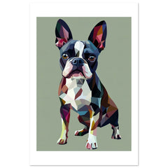 Boston Terrier Dog Illustrated with Colorful Triangles 1