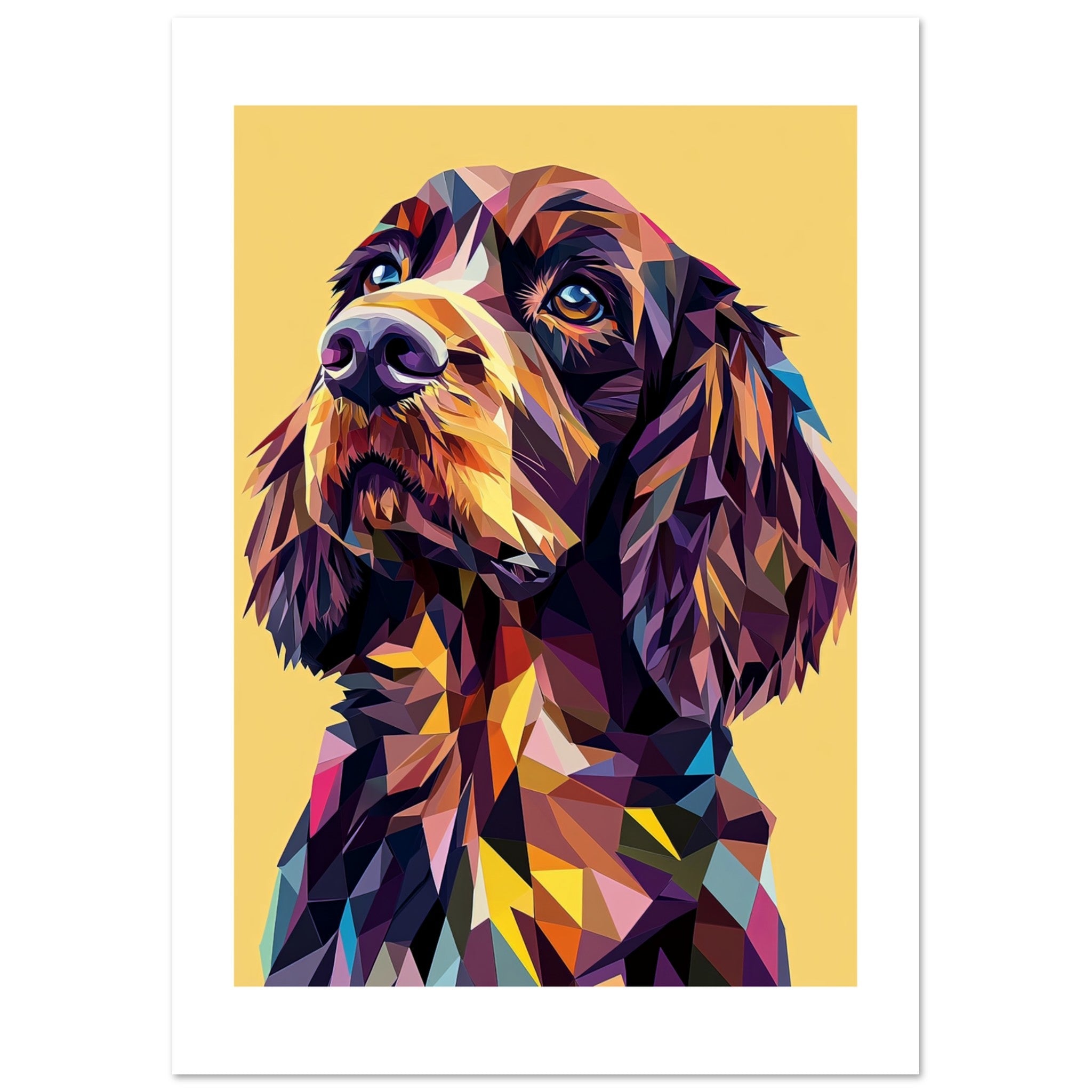 Boykin Spaniel Dog Illustrated with Colorful Triangles 3