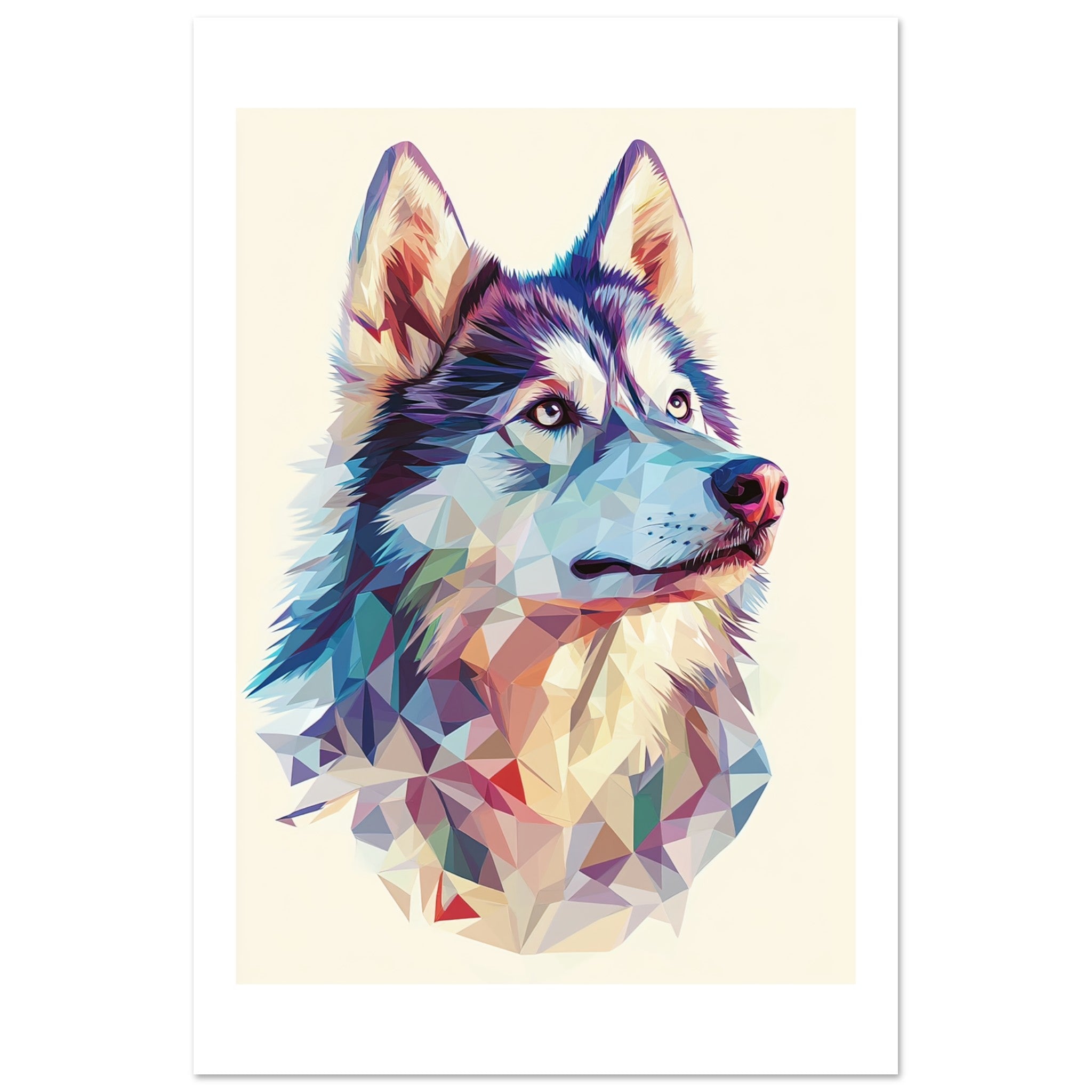 Alaskan Malamute Dog Illustrated with Colorful Triangles