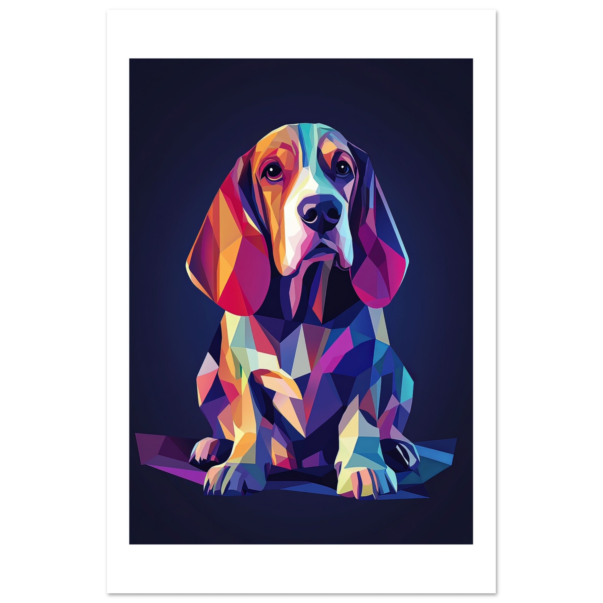 Basset Hound Dog Illustrated with Colorful Triangles 3