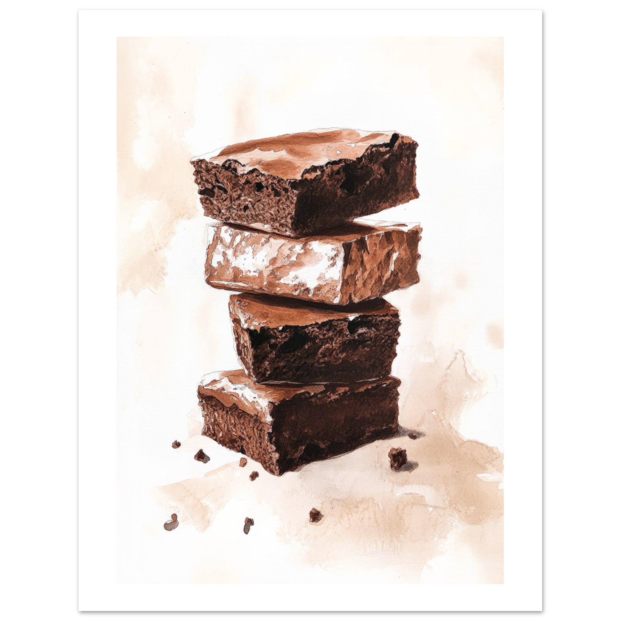 Brownies Watercolor Painting Wall Art