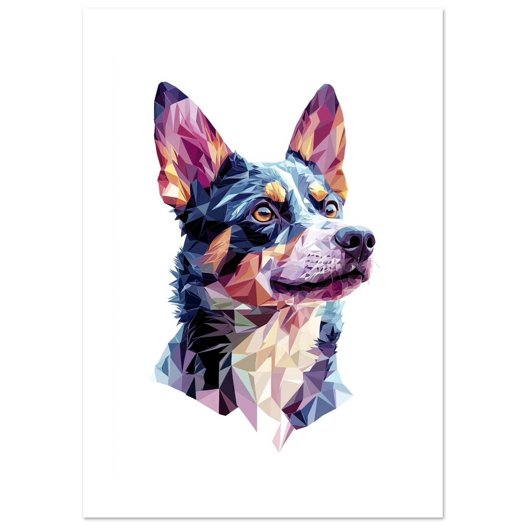 Australian Cattle Dog Illustrated with Colorful Triangles