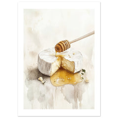 Baked Brie With Honey Watercolor Painting Wall Art 2
