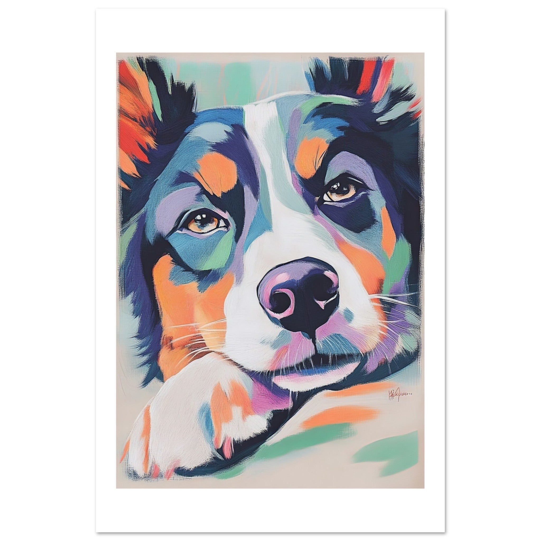 Australian Shepherd Dog Relaxing Pastel Colored