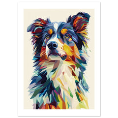 Australian Shepherd Dog Illustrated with Colorful Triangles