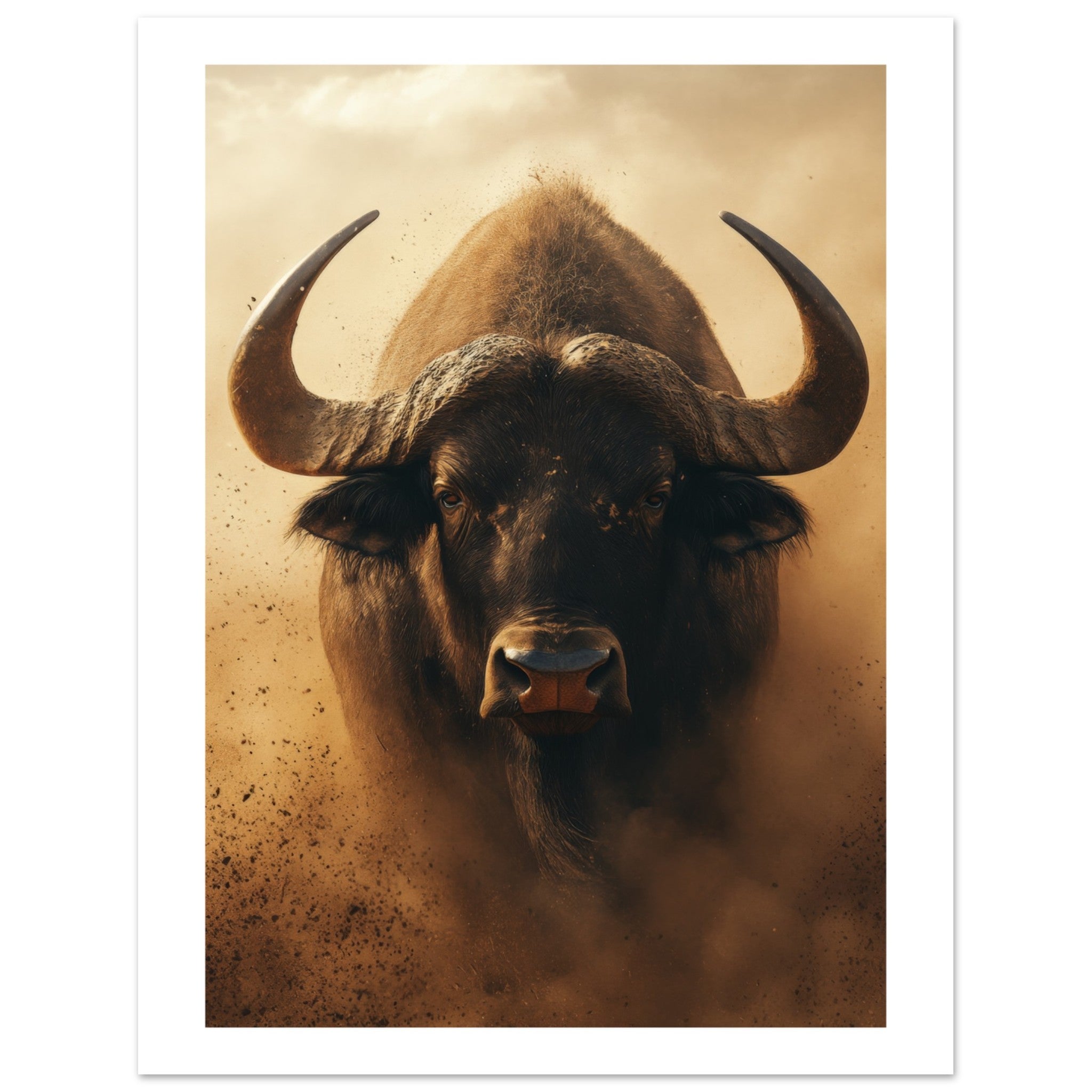 Buffalo portrait in a sandstorm