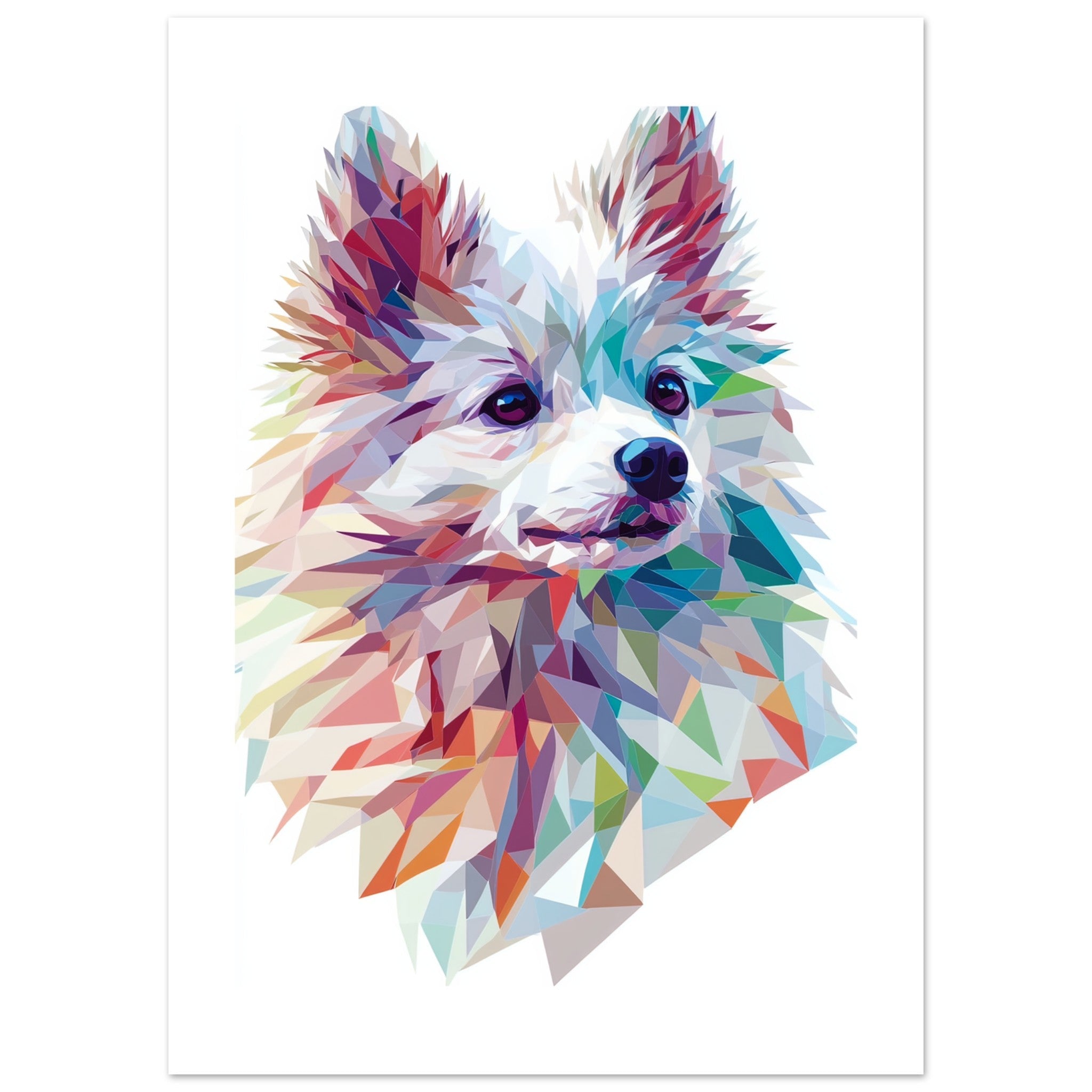 American Eskimo Dog Illustrated with Colorful Triangles