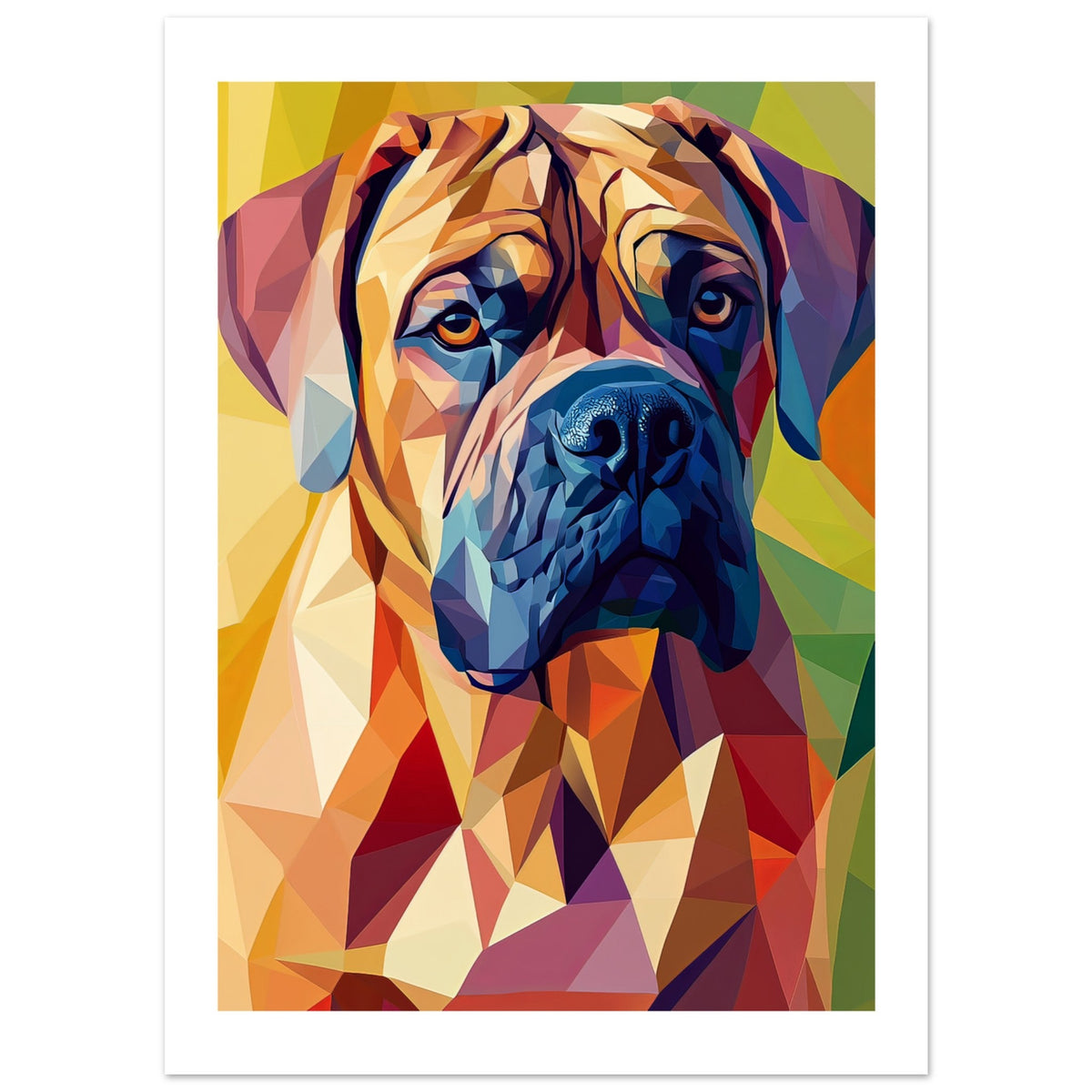 Boerboel Dog Illustrated with Colorful Triangles