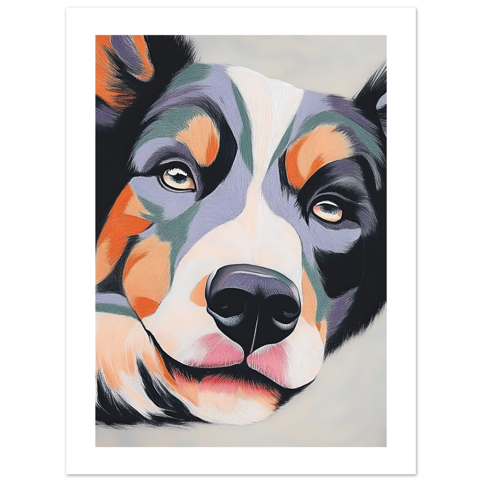 Australian Shepherd Dog Relaxing Pastel Colored 2