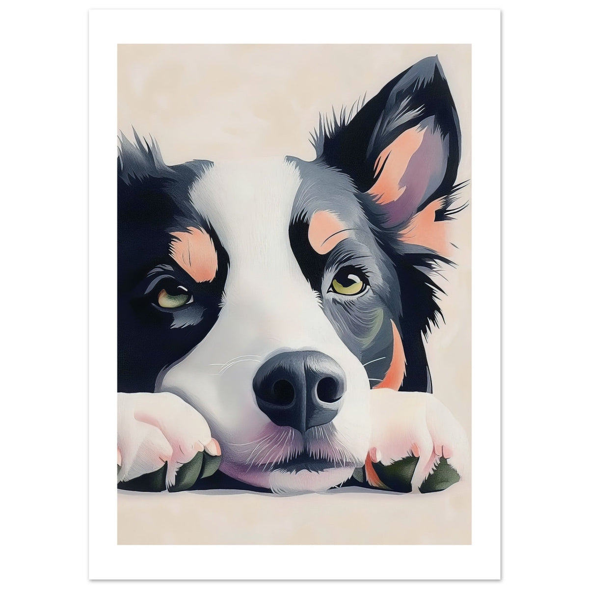 Border Collie Dog Relaxing Pastel Colored