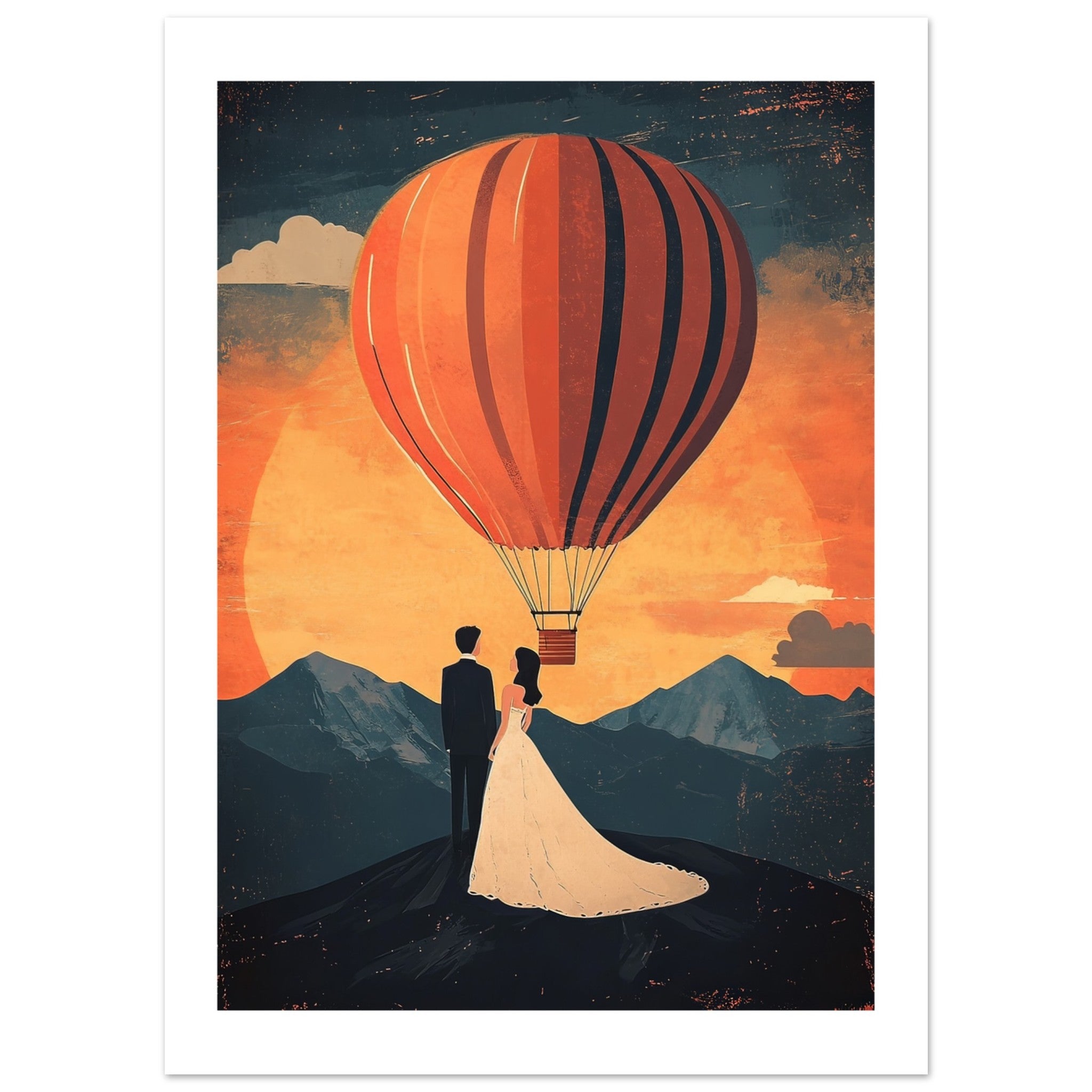 A wedding couple infront of a hot ballon 2