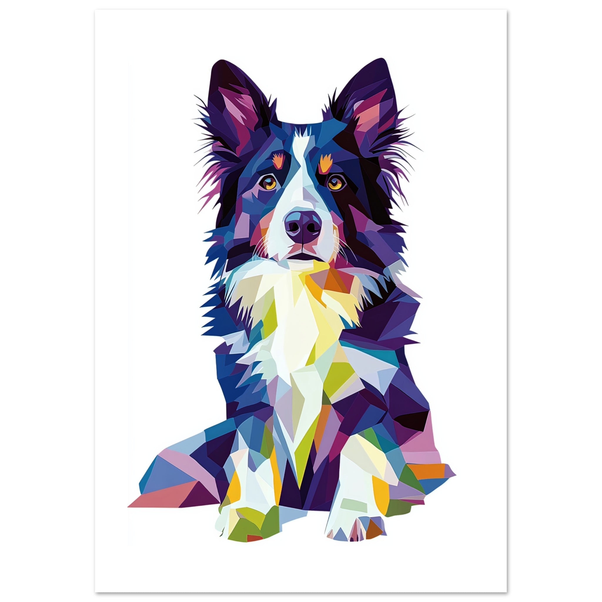 Border Collie Dog Illustrated with Colorful Triangles 4