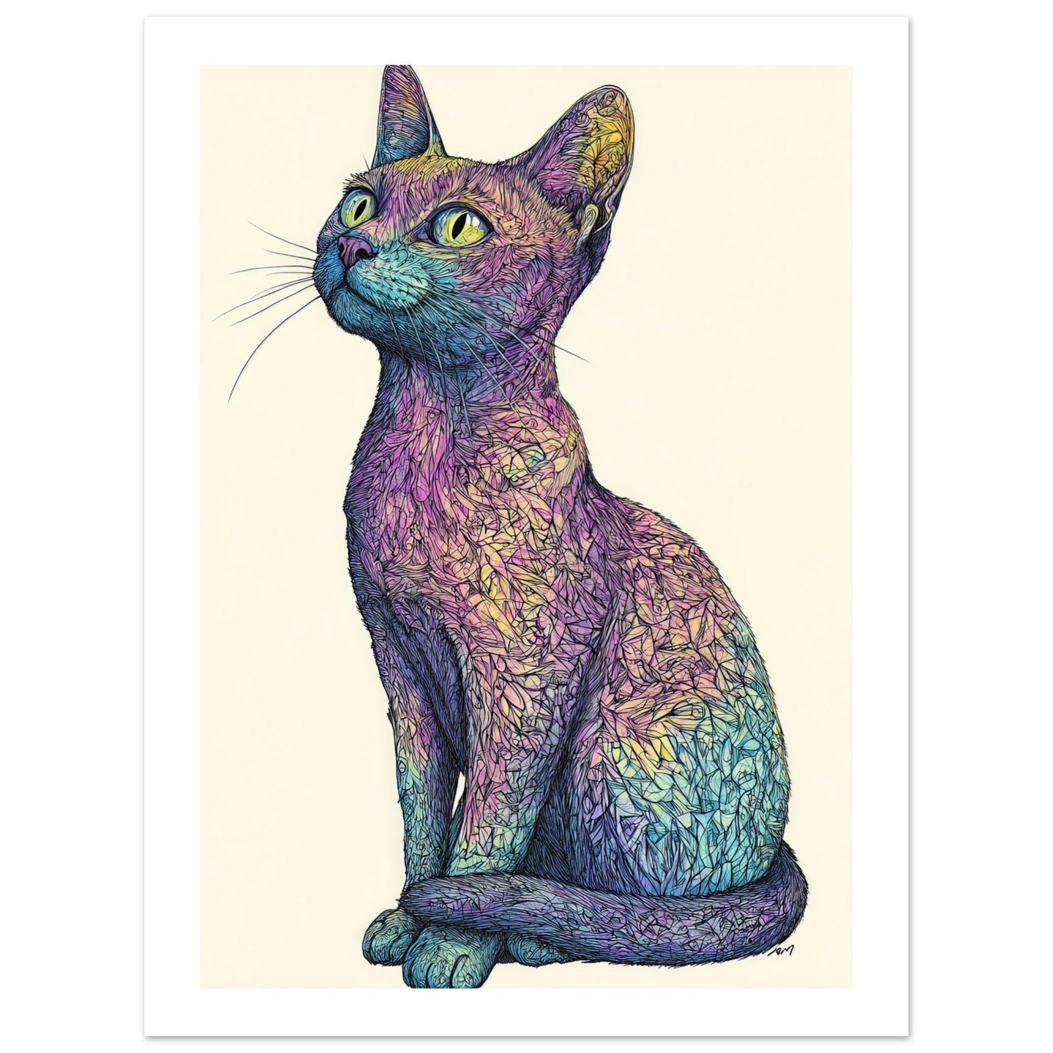 Burmilla Cat Painted With Tone Pen