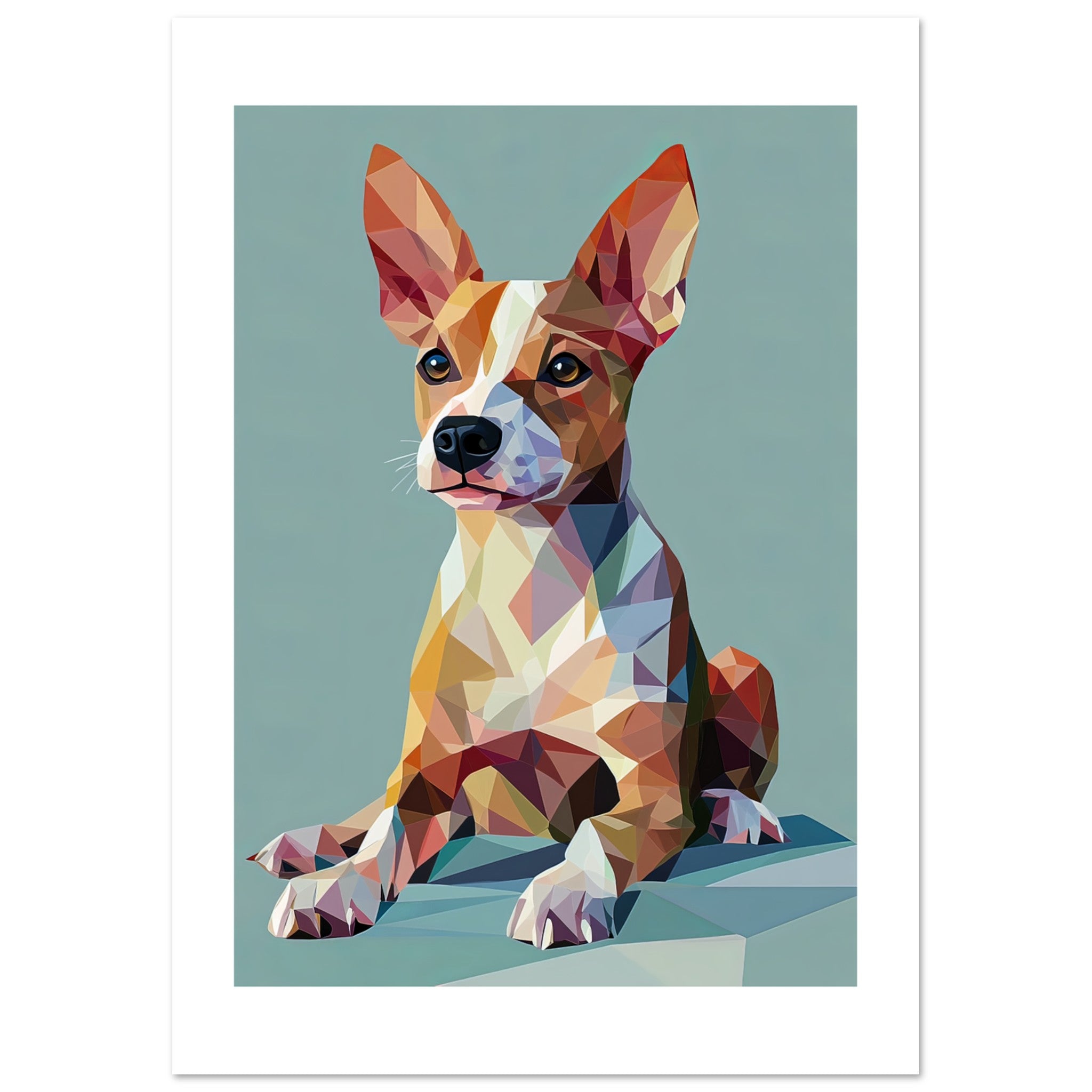 Basenji Dog Illustrated with Colorful Triangles 4