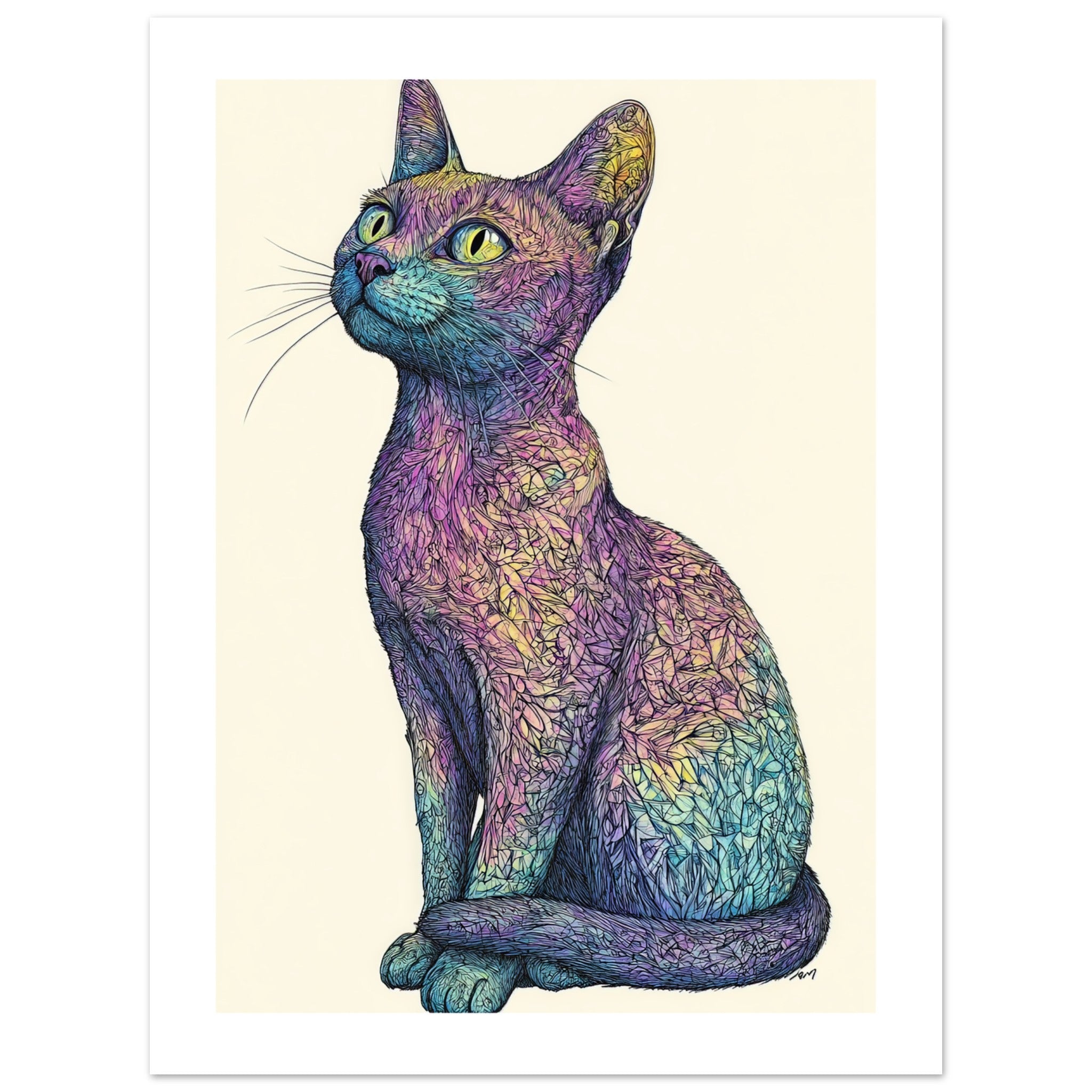 Burmilla Cat Painted With Tone Pen
