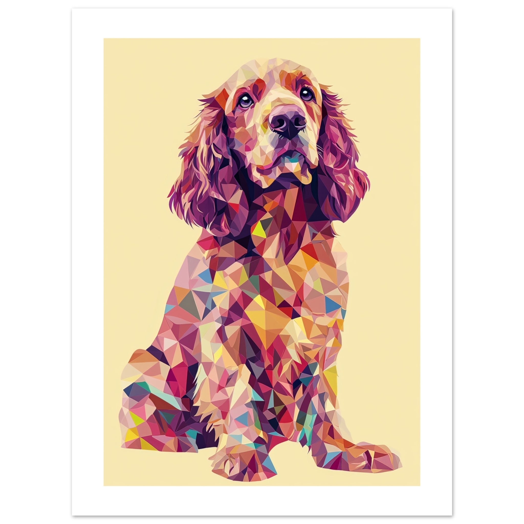 American Water Dog Illustrated with Colorful Triangles 5