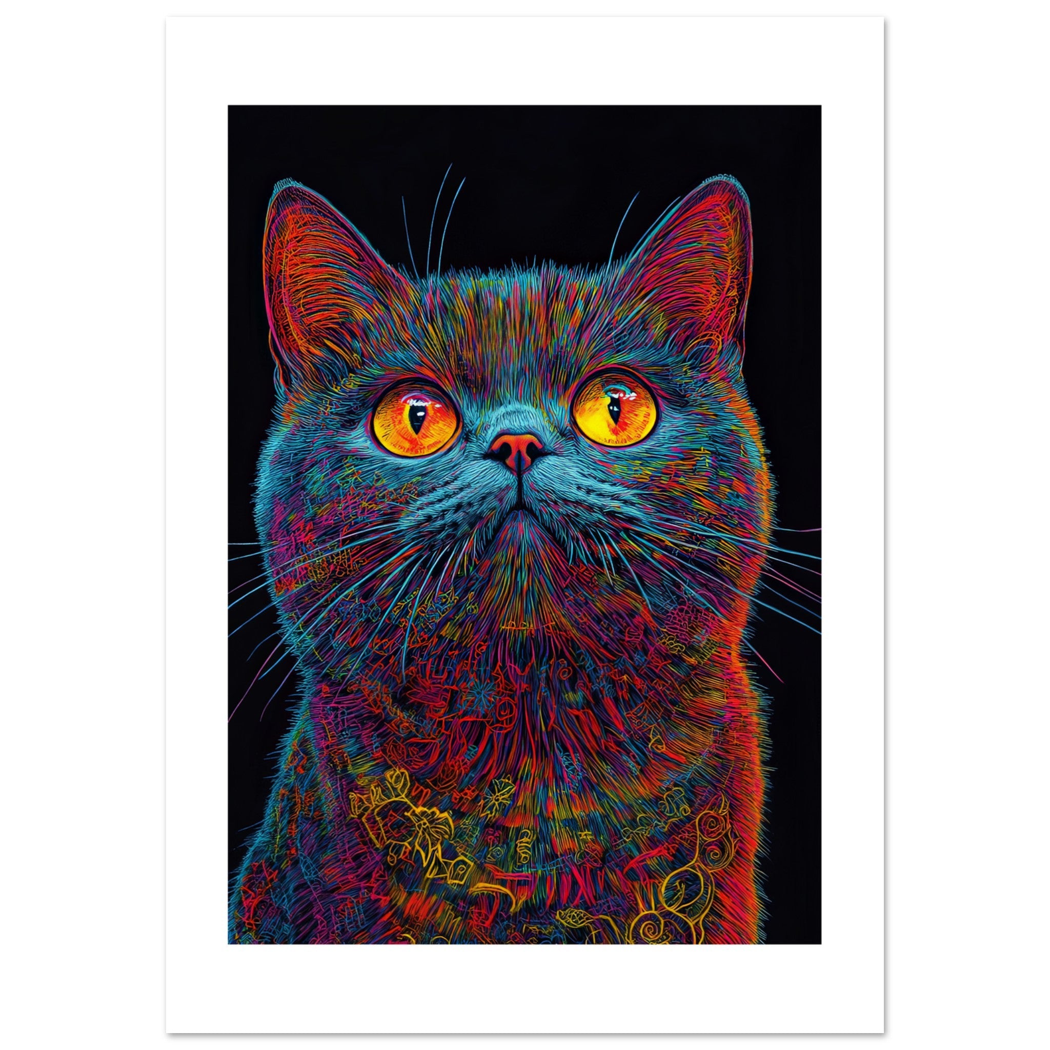British Shorthair Cat Painted With Tone Pen