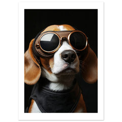 Beagle Dog Wearing Pilot Sunglasses