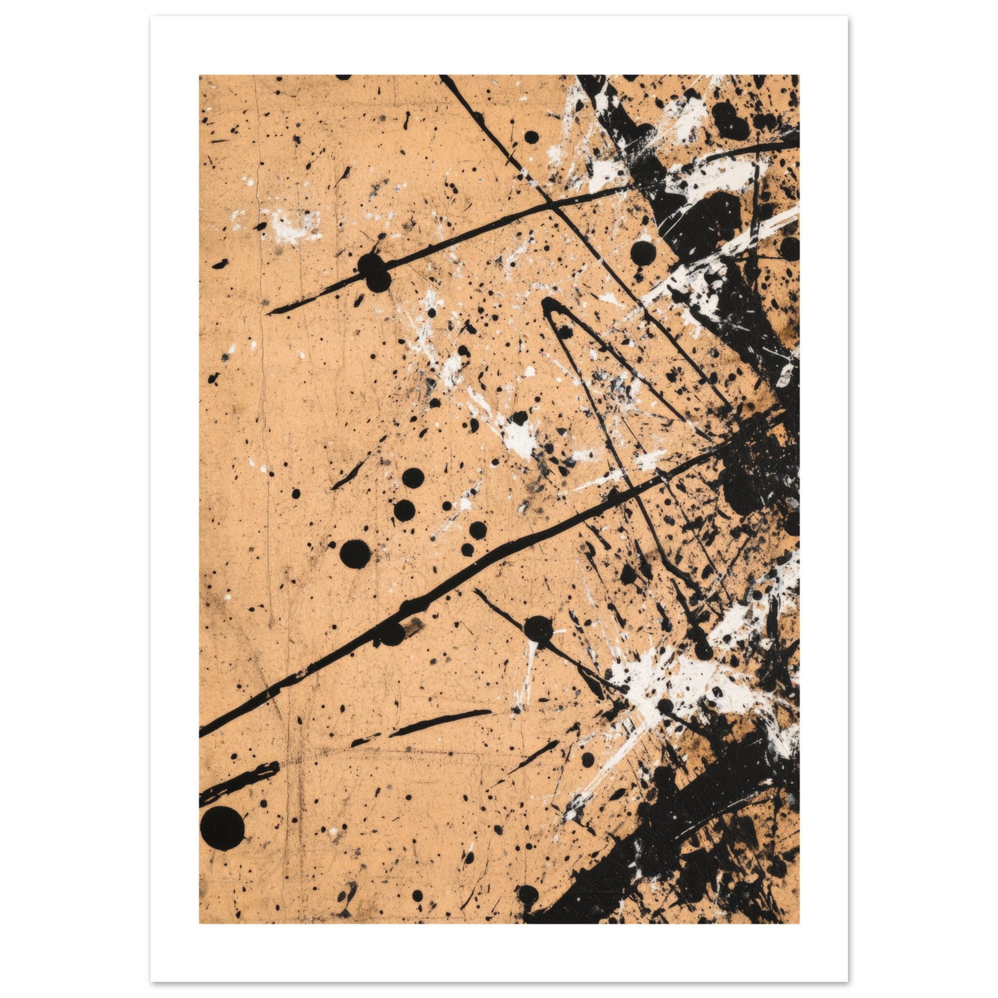 Black and white splashes on beige background