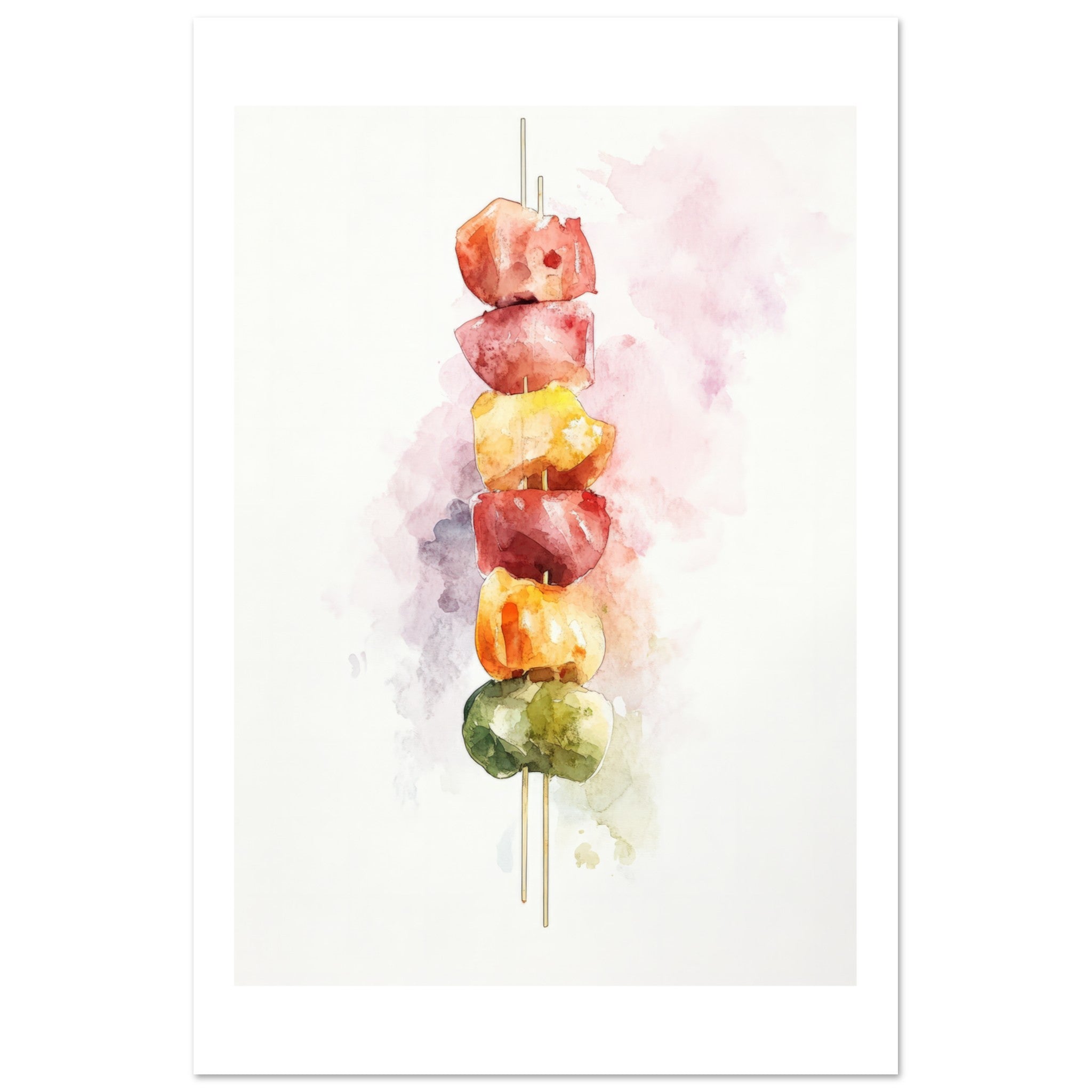 Antipasto Skewers Watercolor Painting Wall Art 1