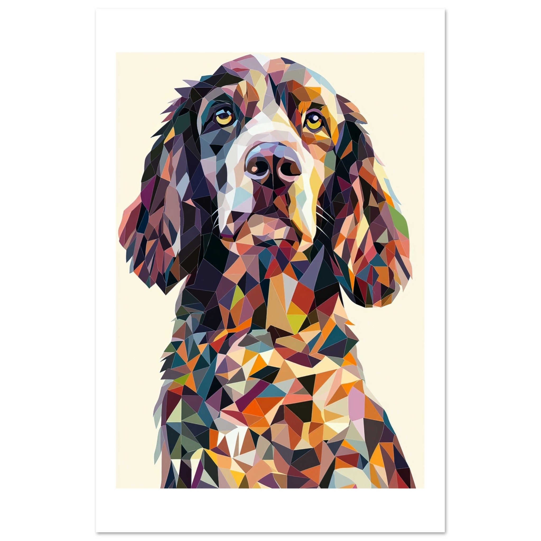 American Water Dog Illustrated with Colorful Triangles 1