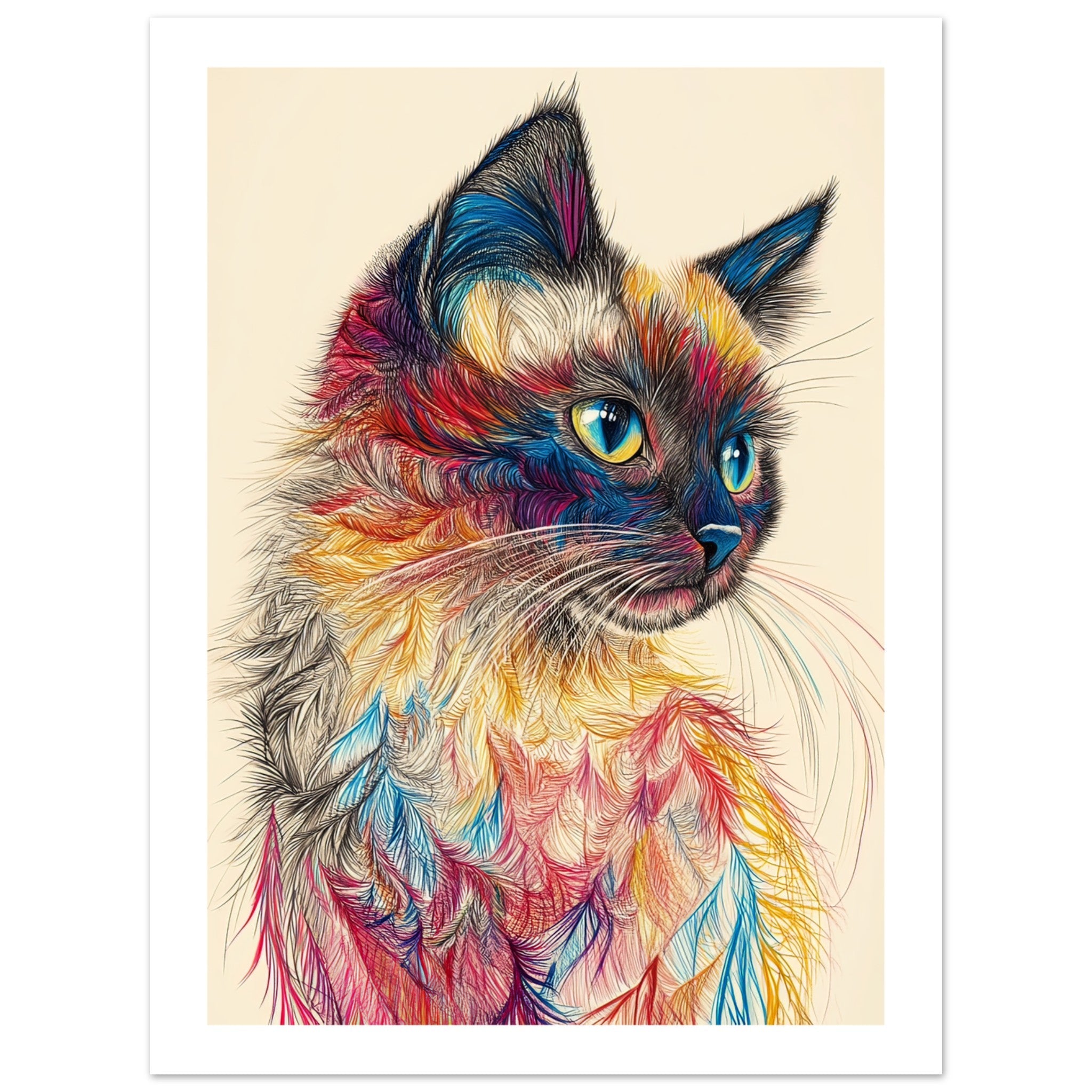 Balinese Cat Painted With Tone Pen 1