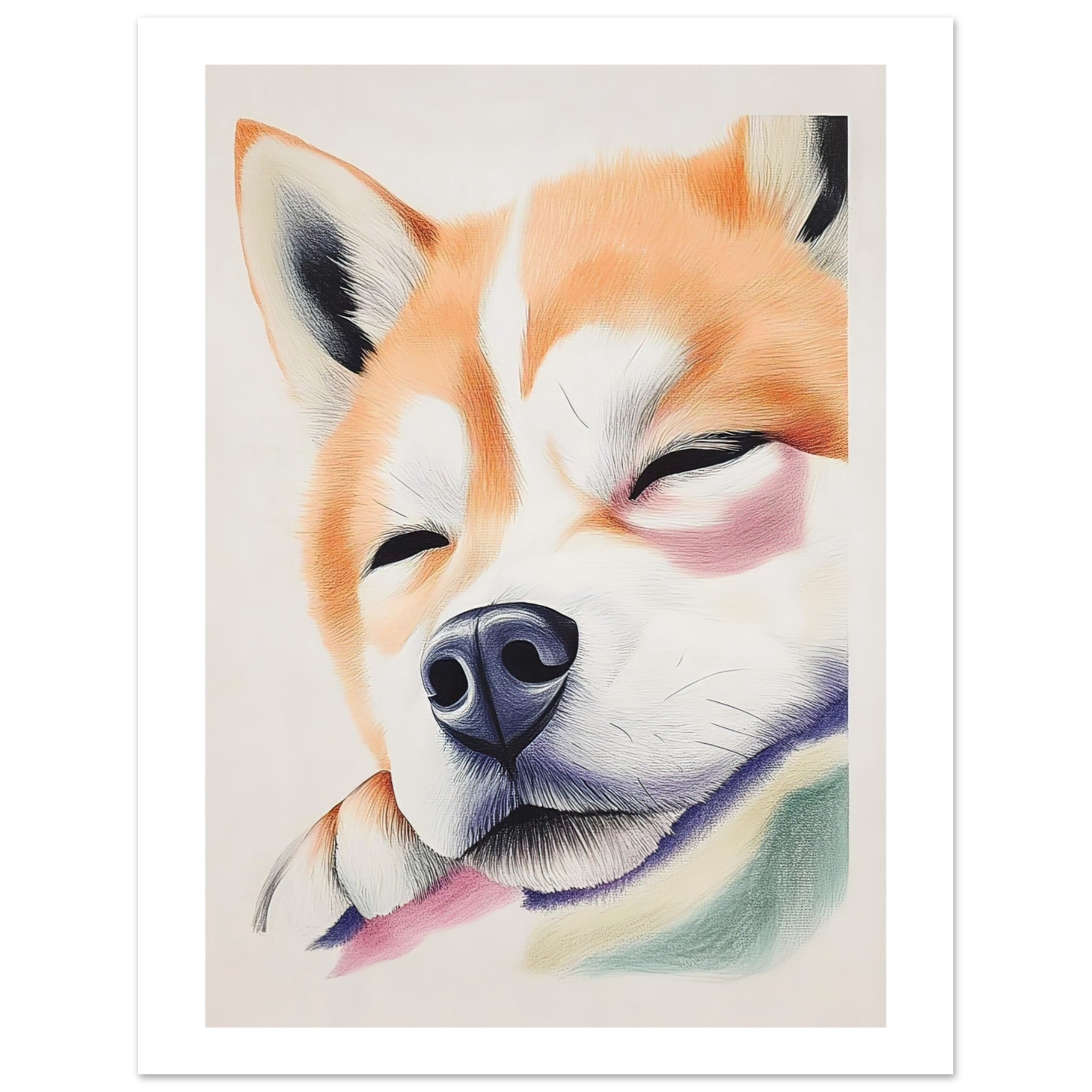 Akita Dog Relaxing Pastel Colored 2