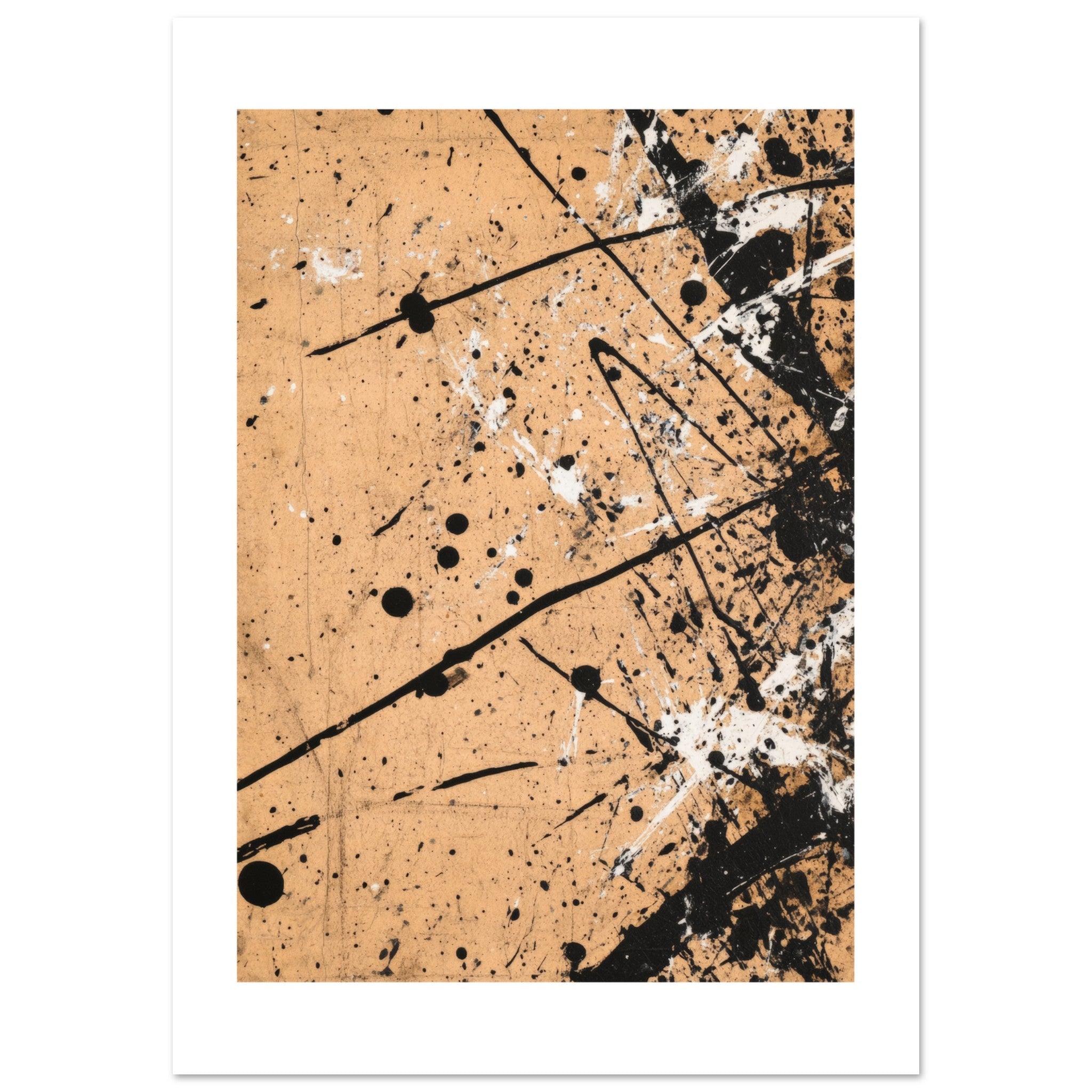 Black and white splashes on beige background