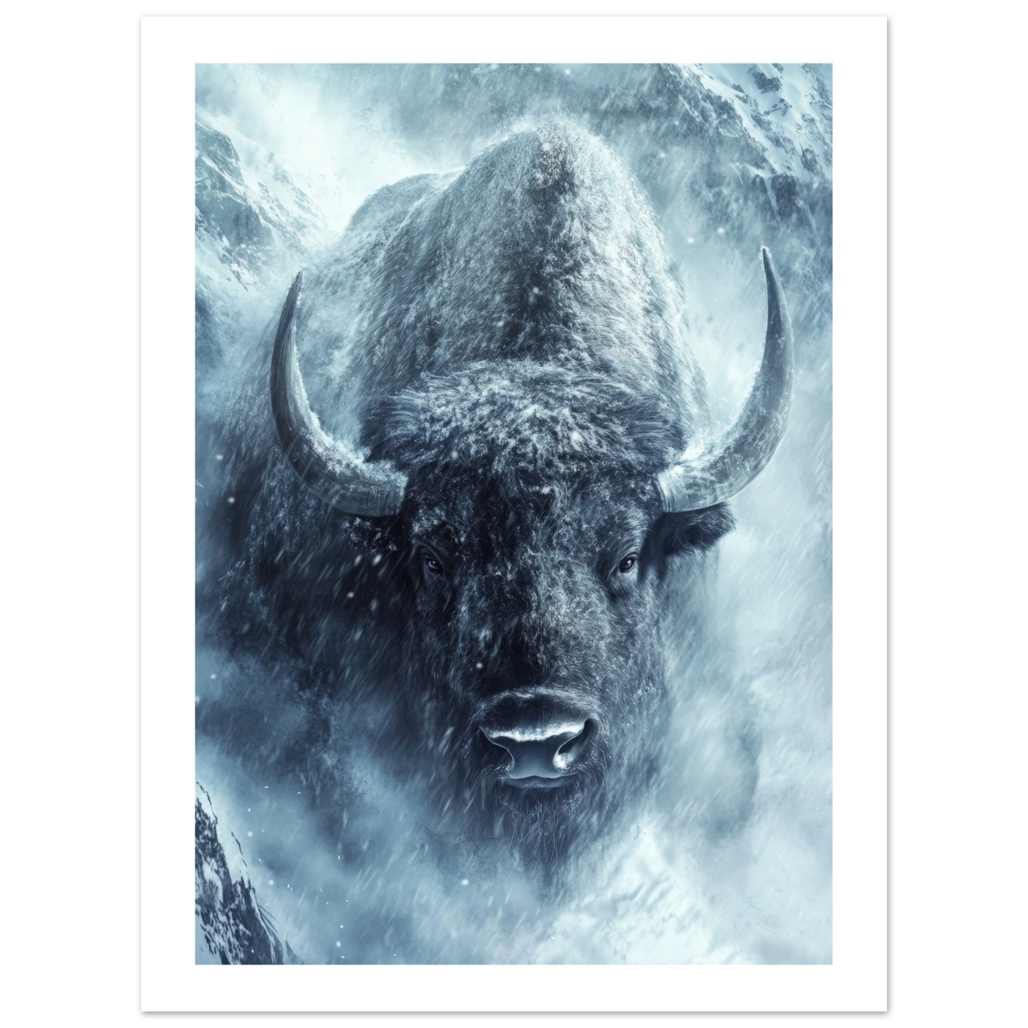 Bison portrait in a snowstorm 3