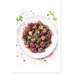 Beef Stroganoff Watercolor Painting Wall Art