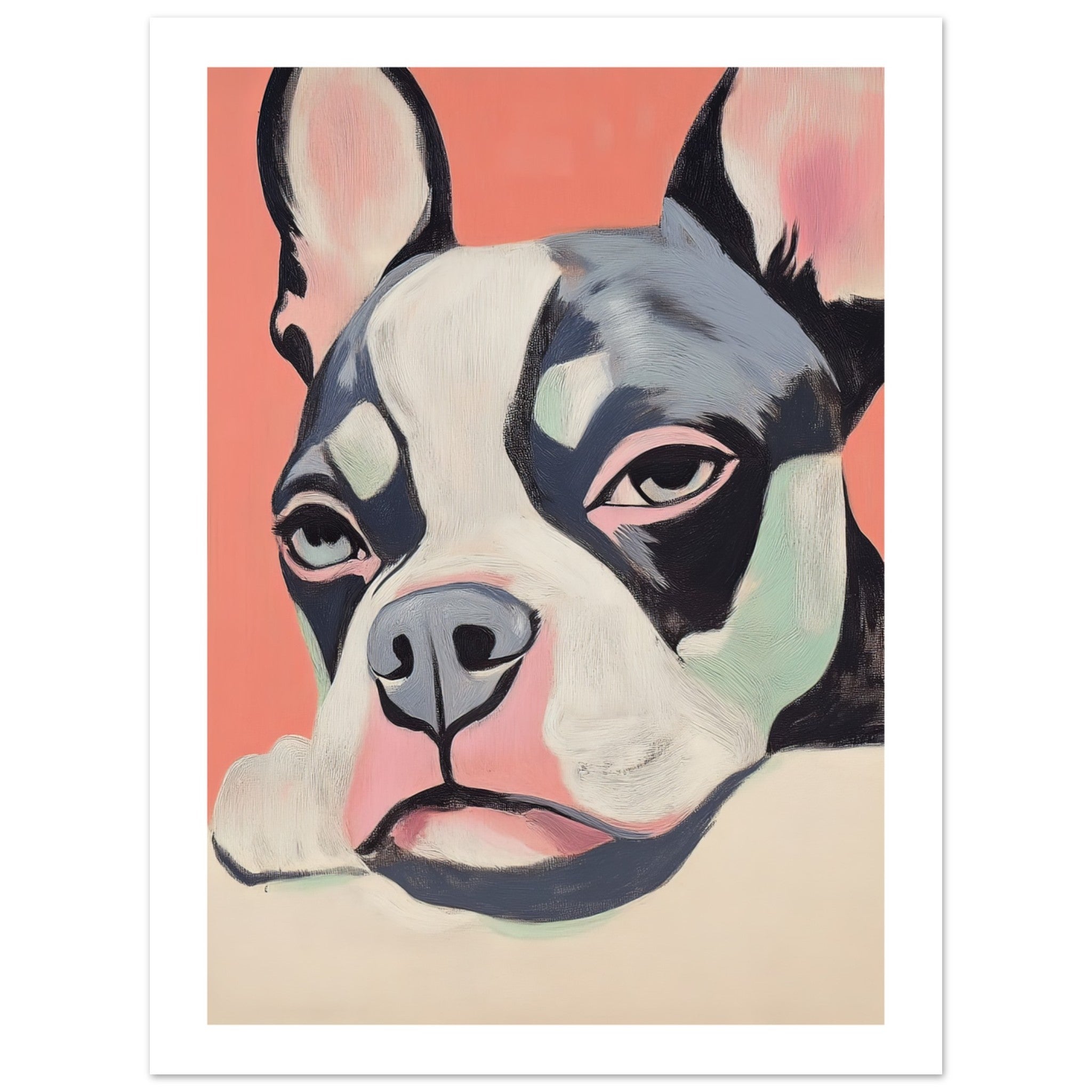 Boston Terrier Dog Relaxing Pastel Colored 1