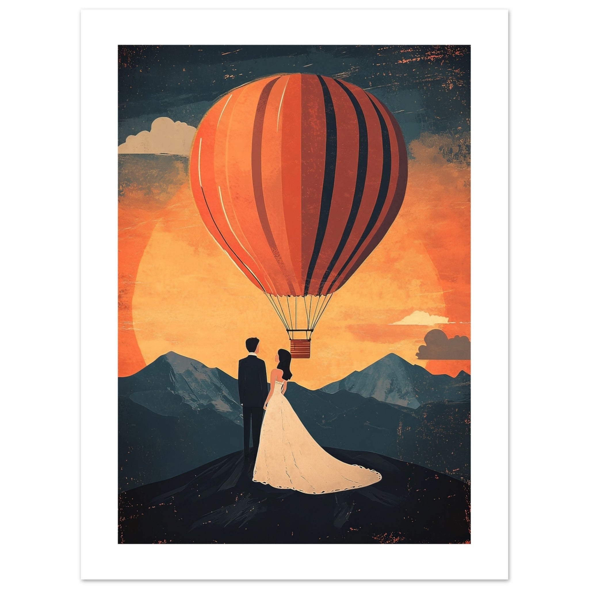 A wedding couple infront of a hot ballon 2