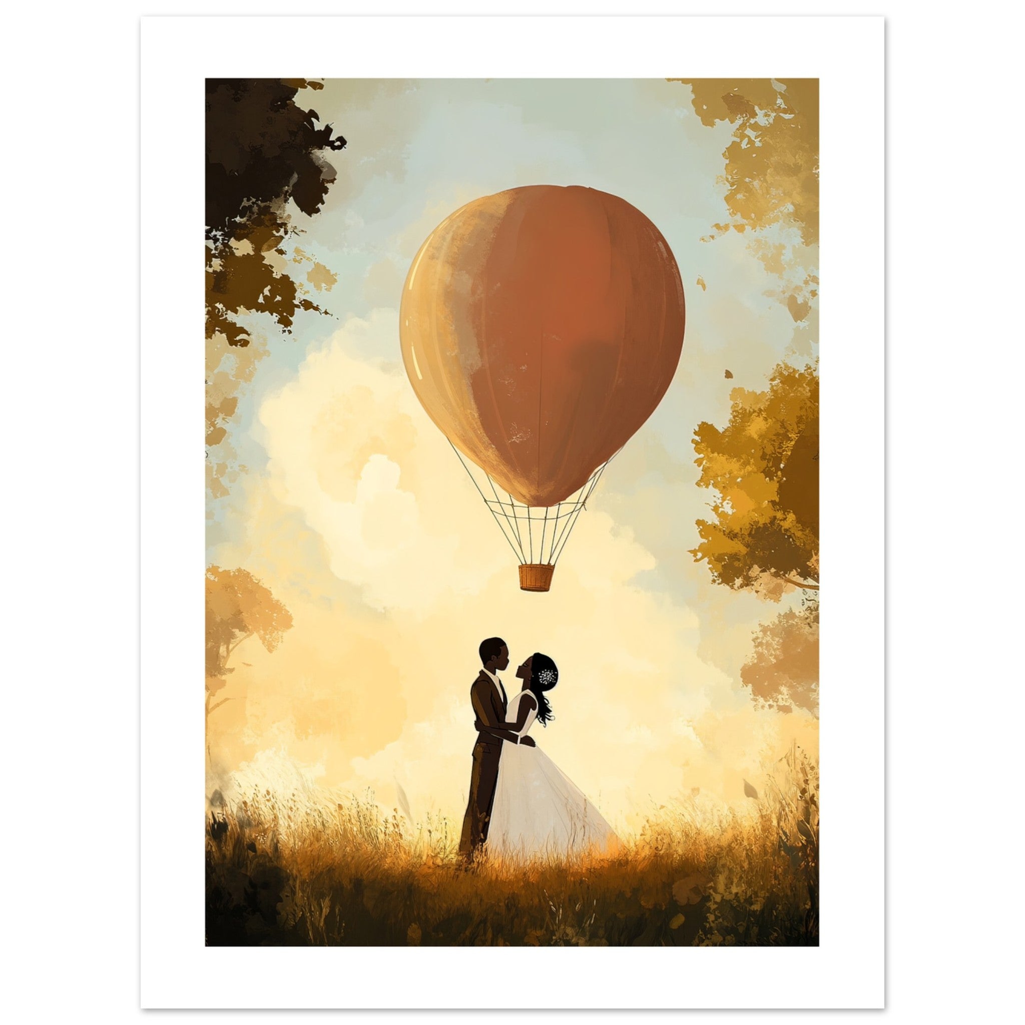 A black wedding couple infront of a hot ballon 1