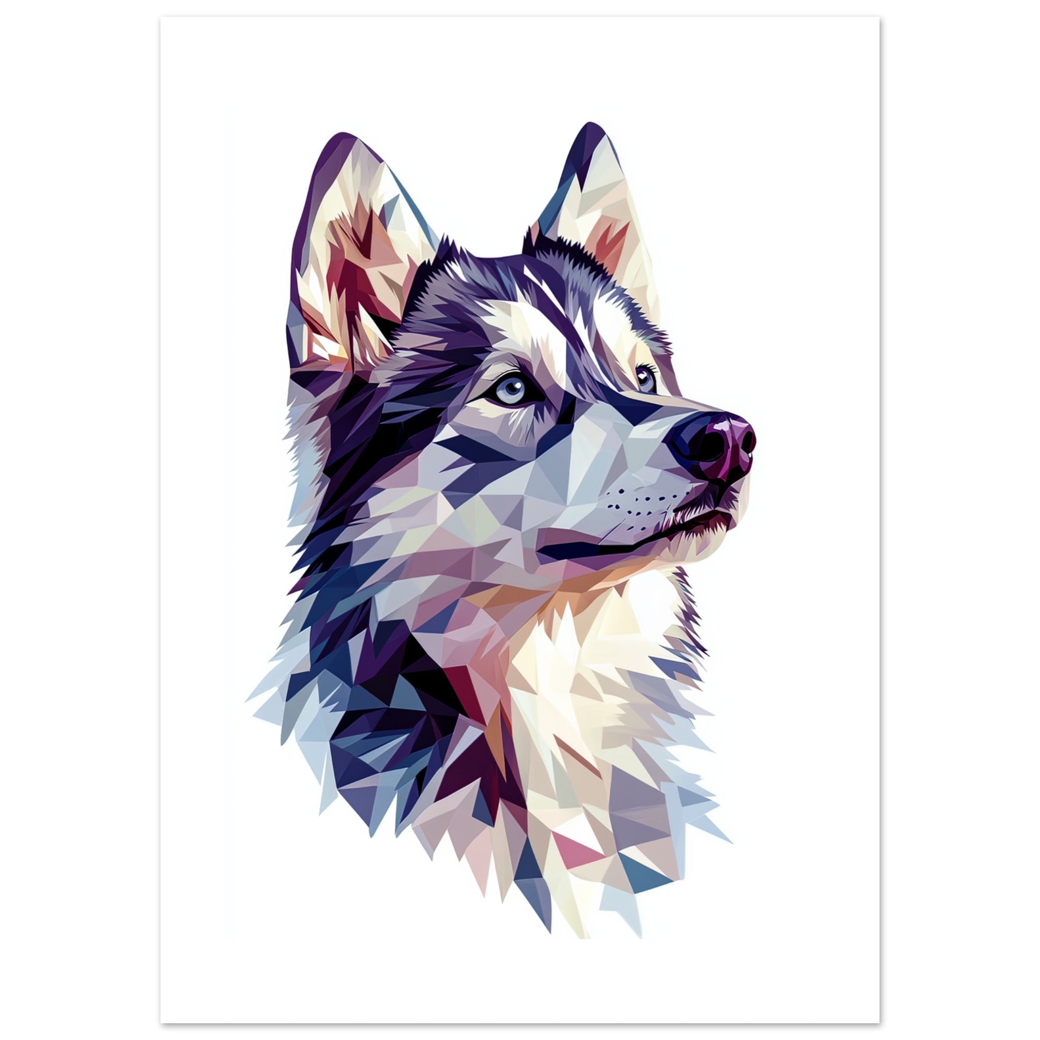 Alaskan Malamute Dog Illustrated with Colorful Triangles 1