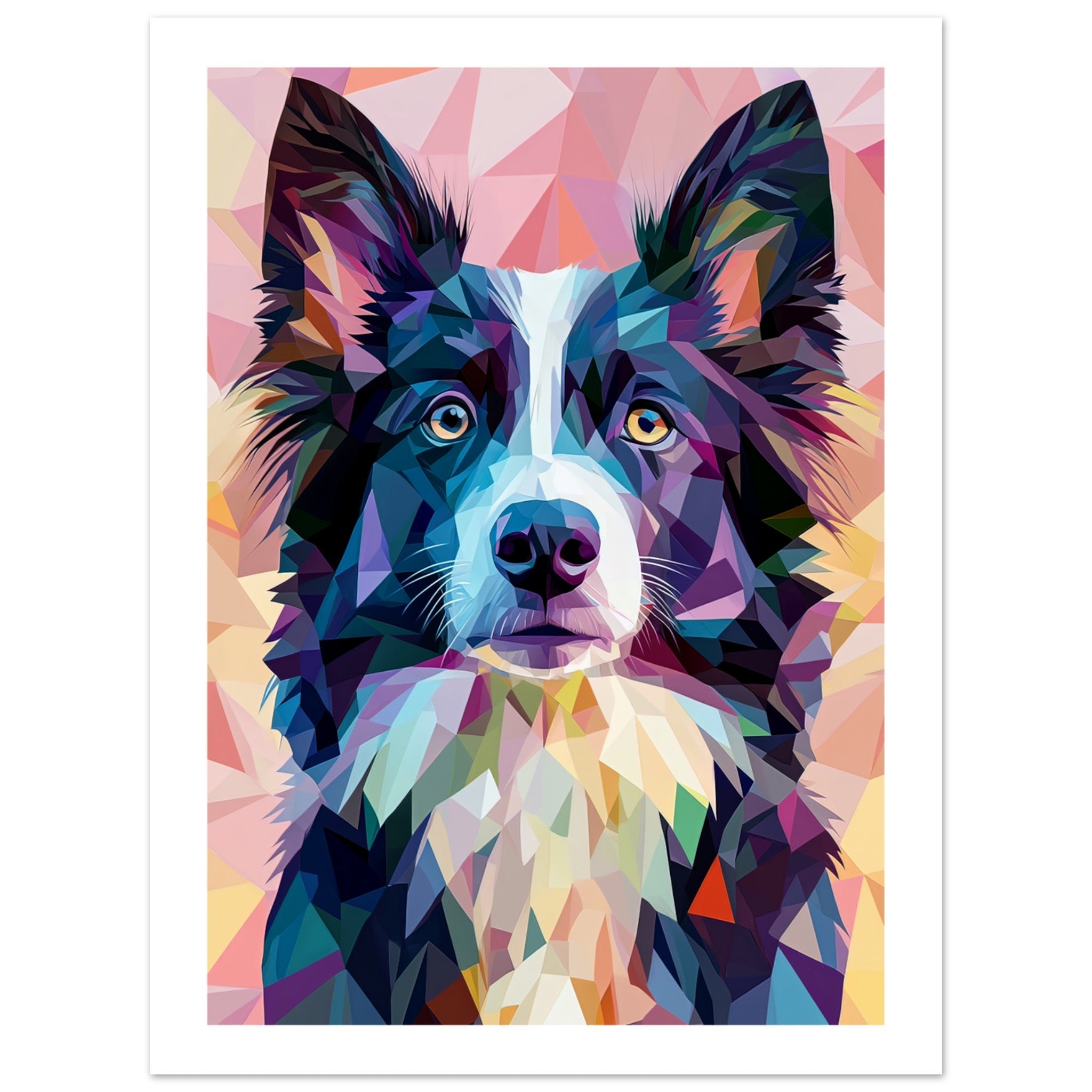 Border Collie Dog Illustrated with Colorful Triangles 3