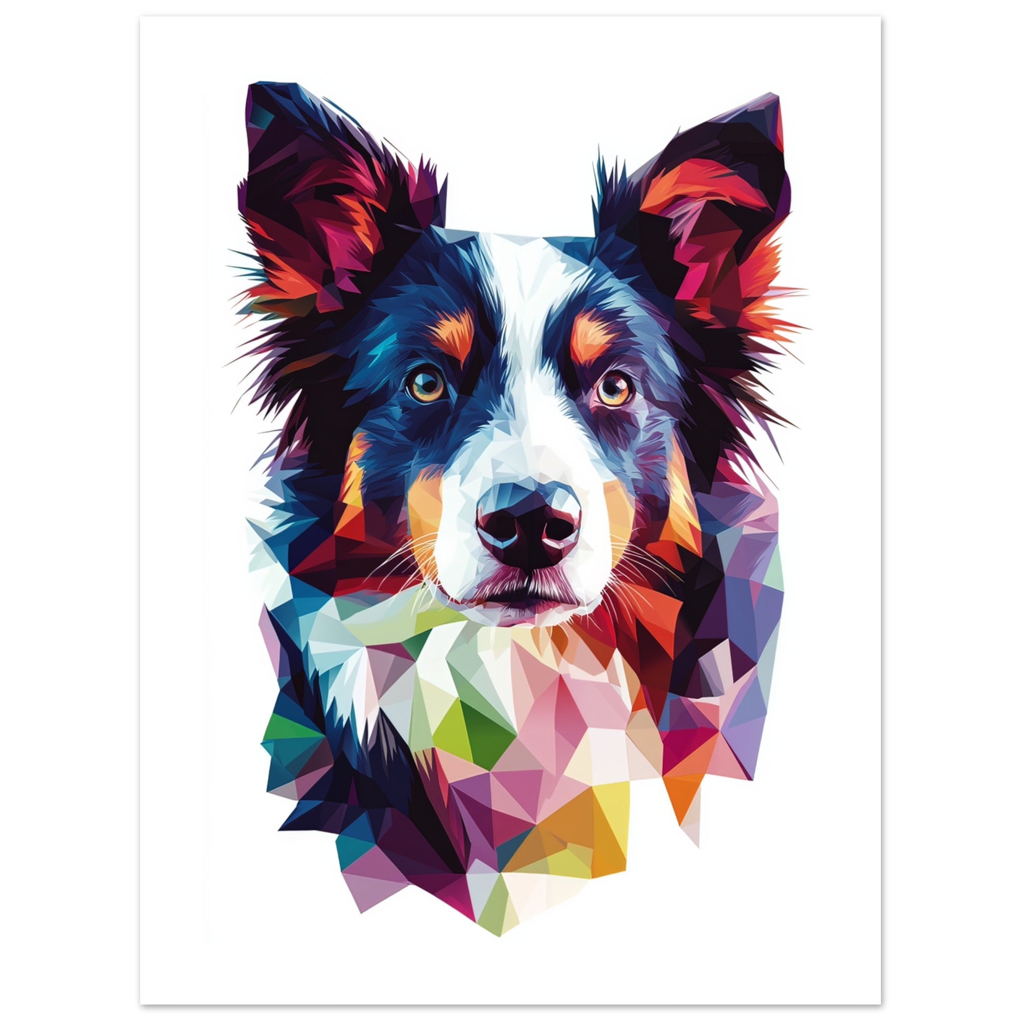 Border Collie Dog Illustrated with Colorful Triangles 2