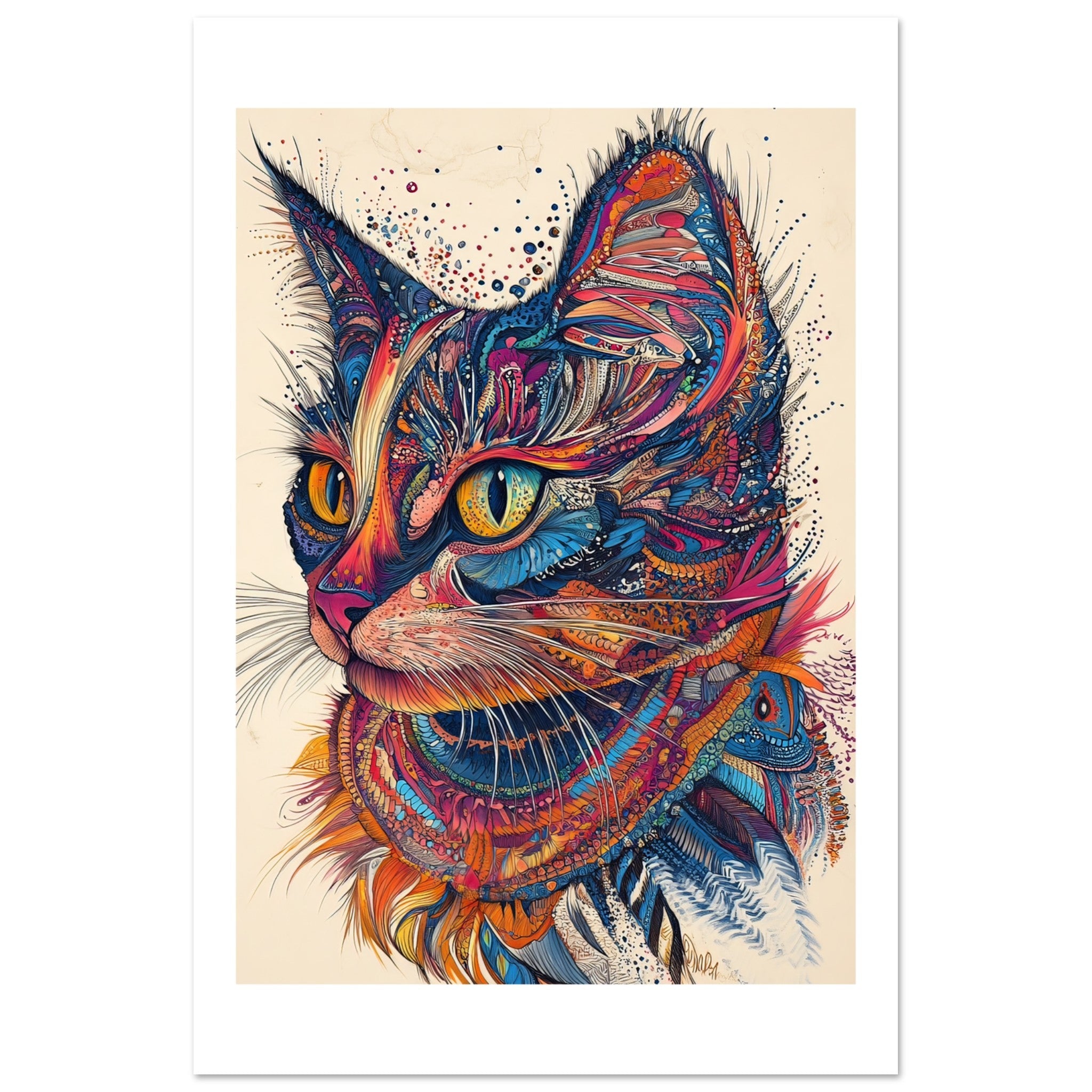 Balinese Cat Painted With Tone Pen