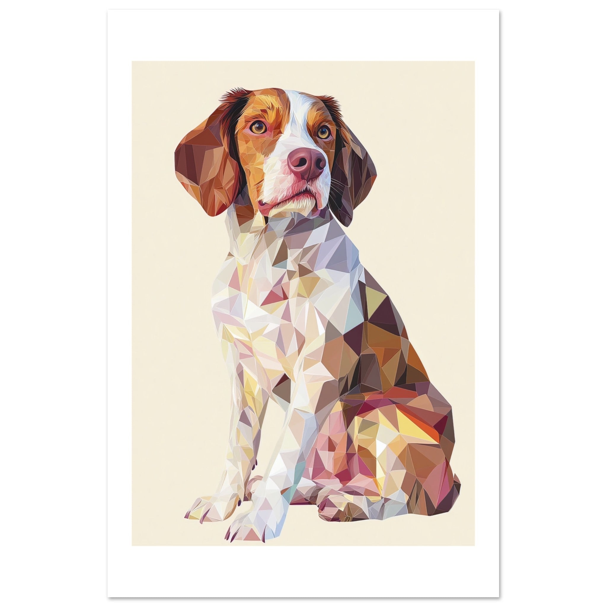 Brittany Spaniel Dog Illustrated with Colorful Triangles 2
