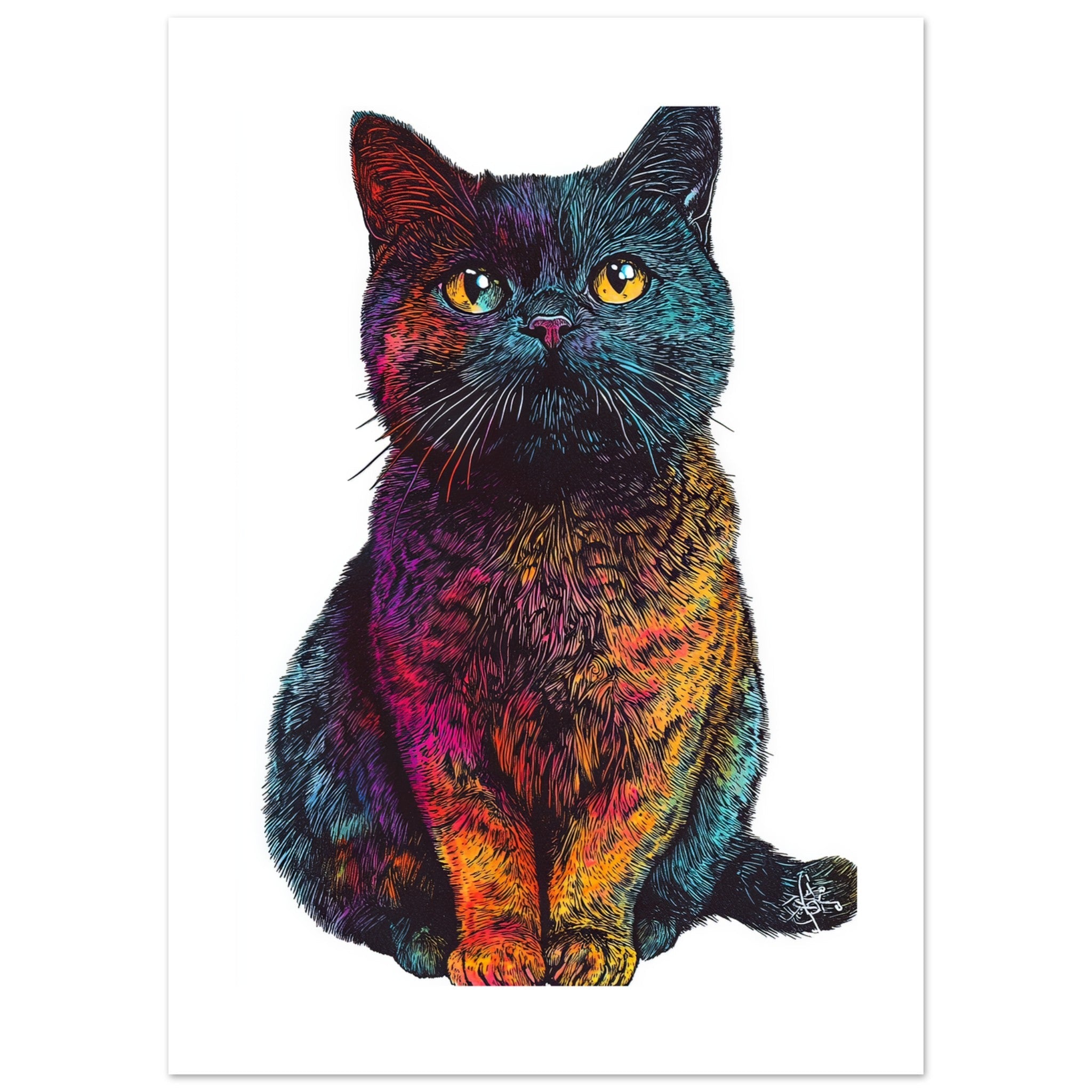 British Shorthair Cat Painted With Tone Pen 2
