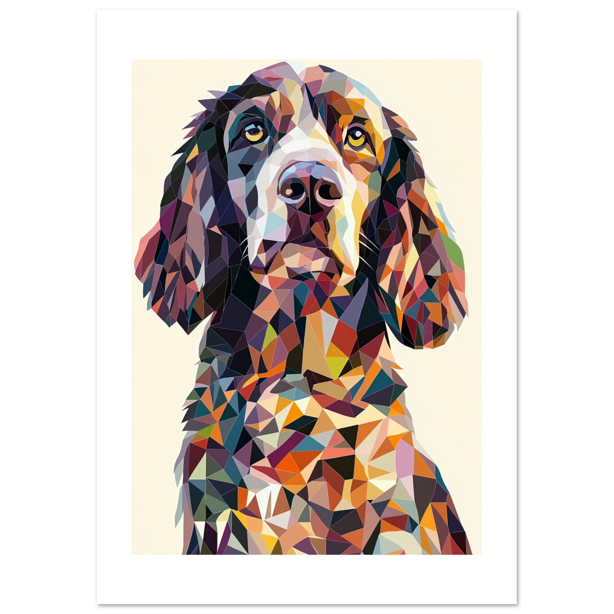 American Water Dog Illustrated with Colorful Triangles 1