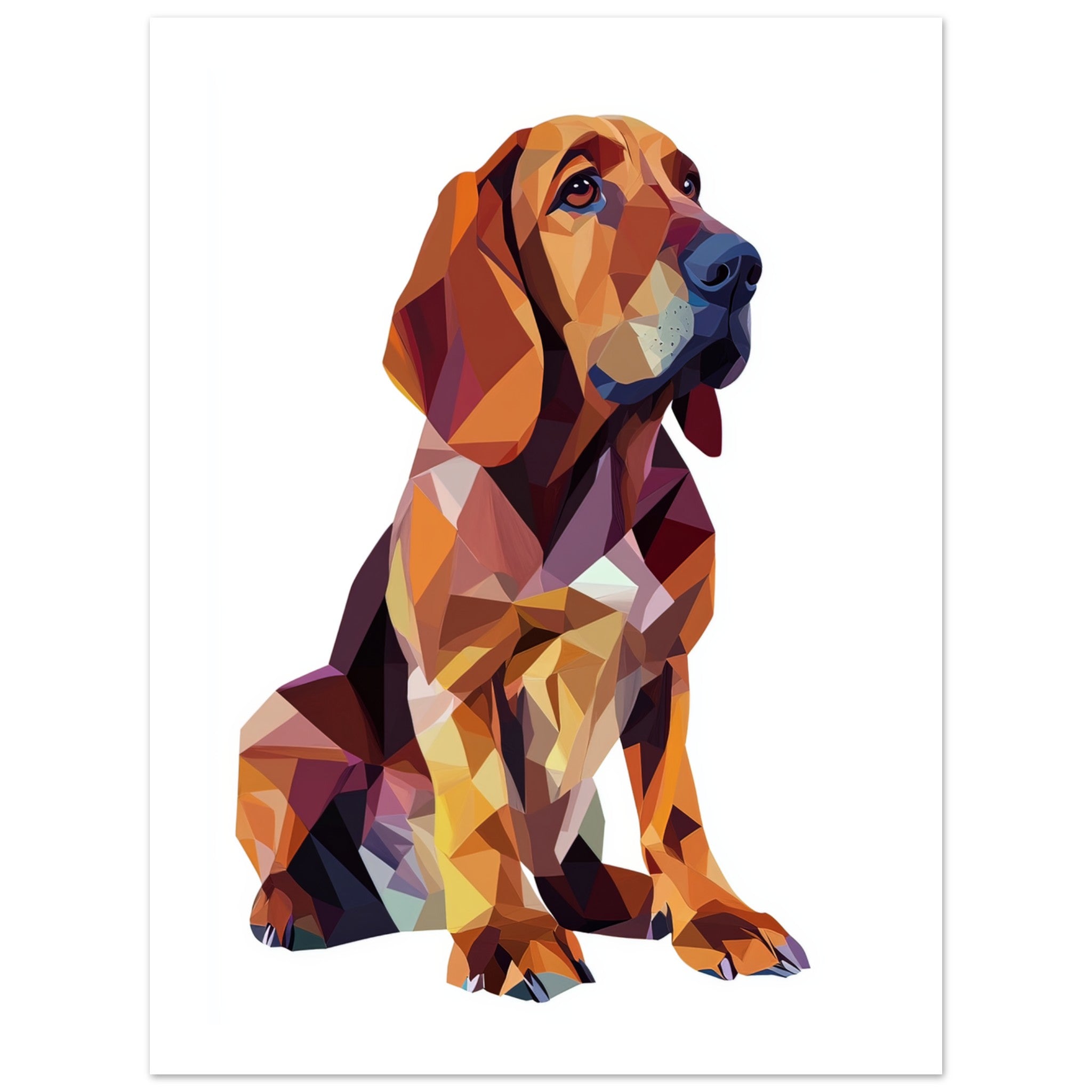 Bloodhound Dog Illustrated with Colorful Triangles 3