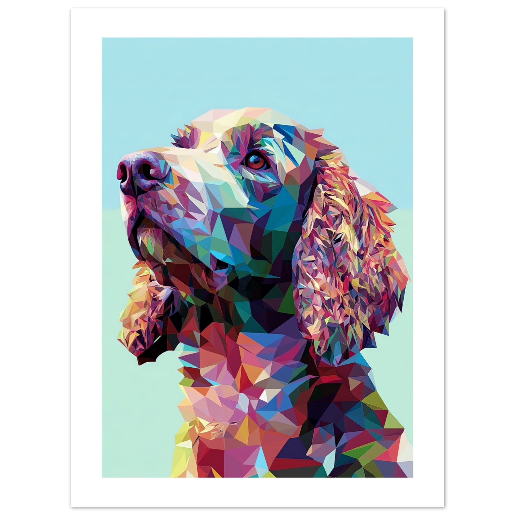 American Water Dog Illustrated with Colorful Triangles 4