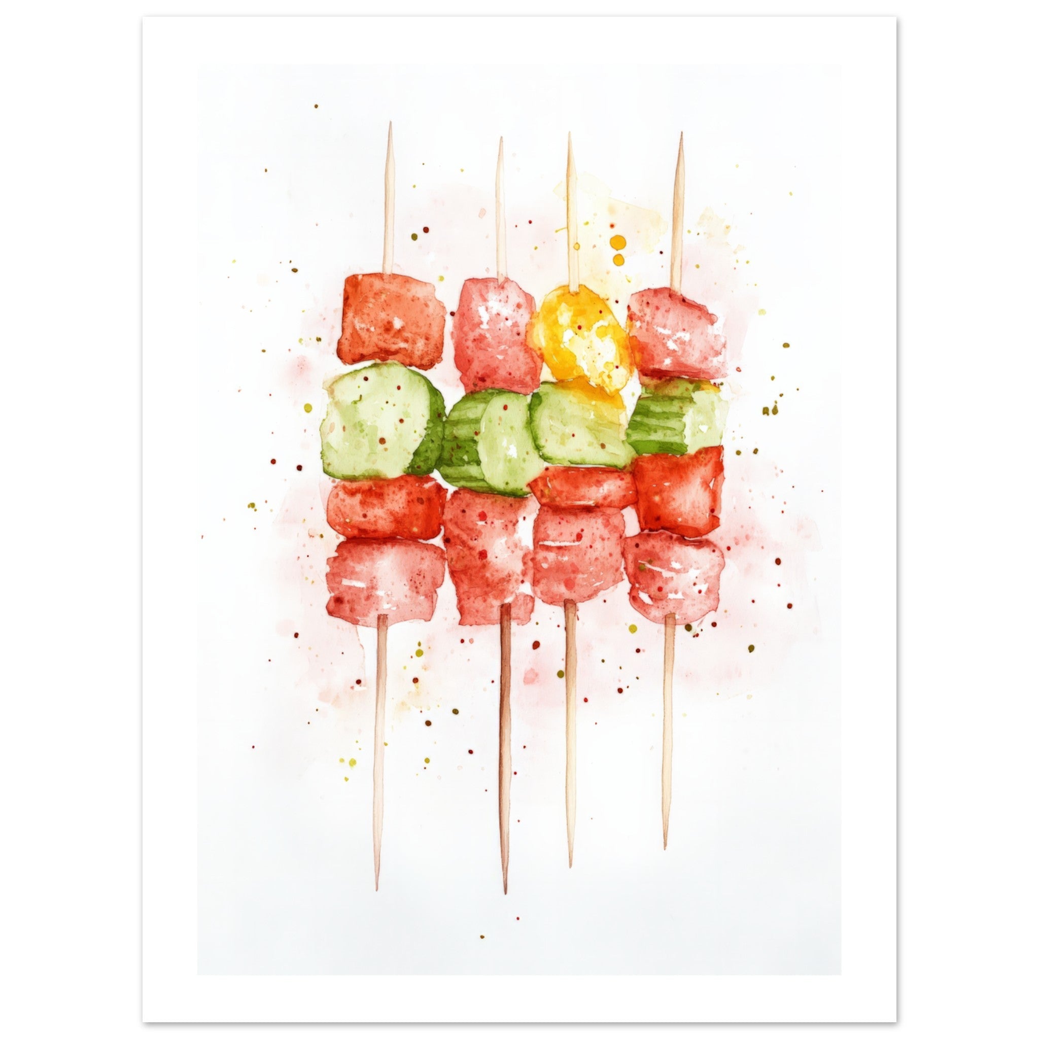 Antipasto Skewers Watercolor Painting Wall Art 2