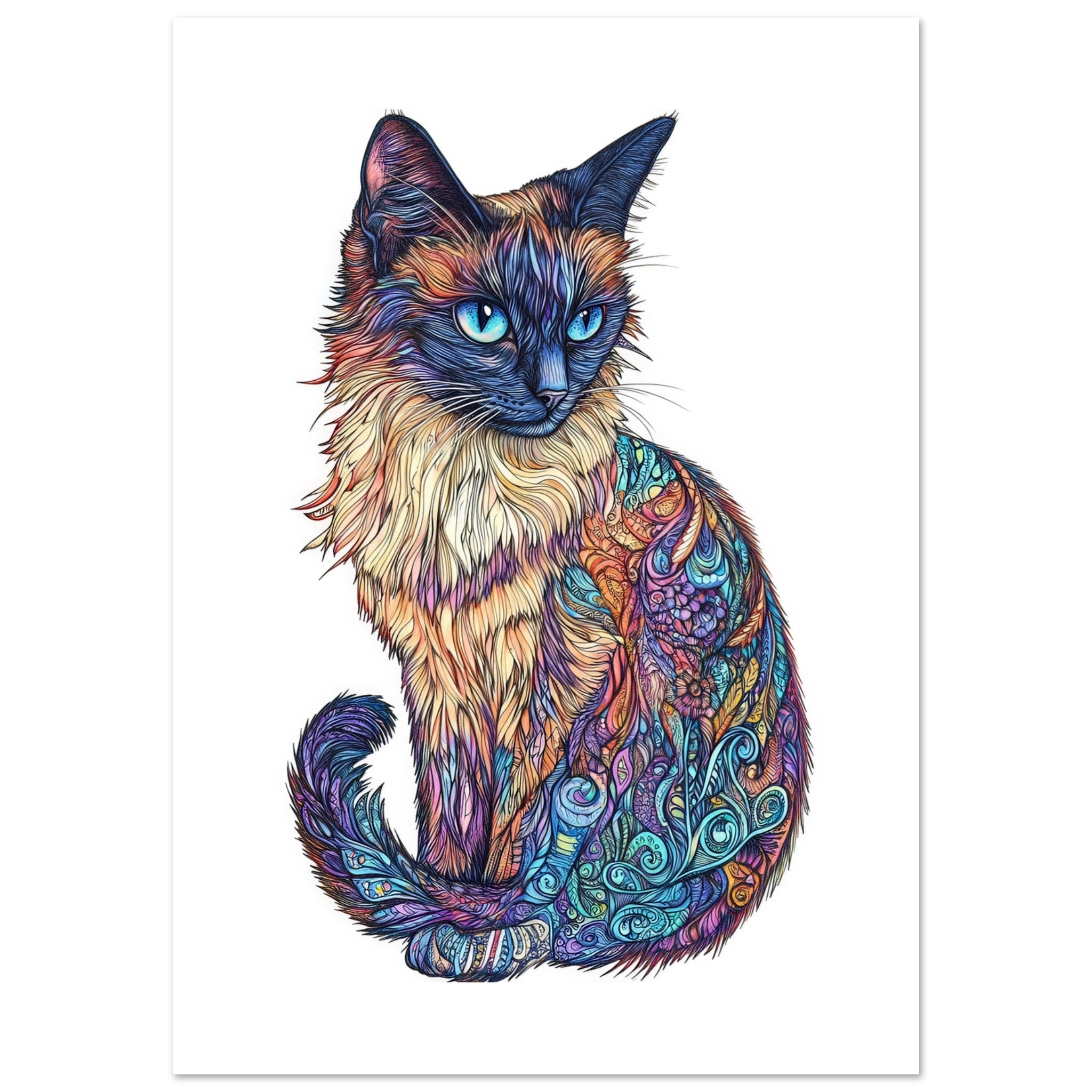 Balinese Cat Painted With Tone Pen 2