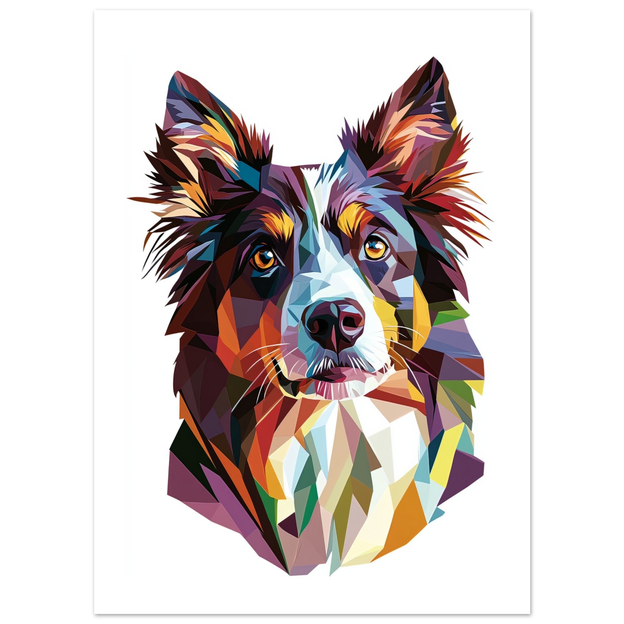 Border Collie Dog Illustrated with Colorful Triangles