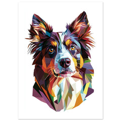 Border Collie Dog Illustrated with Colorful Triangles