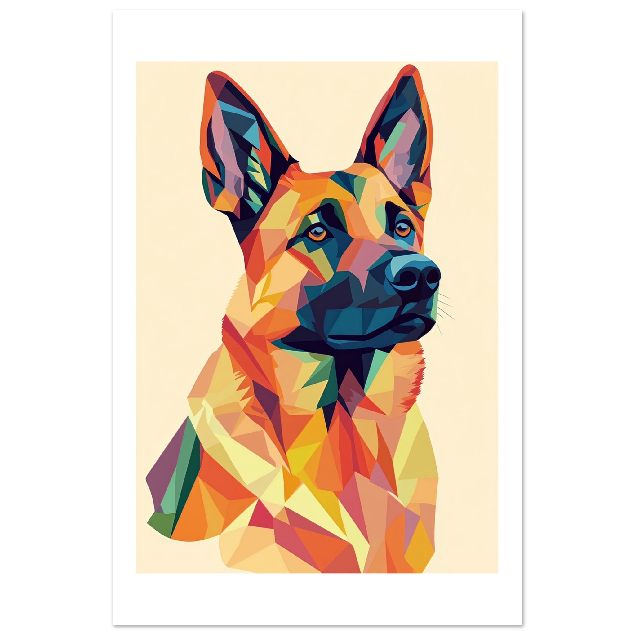 Belgian Malinois Dog Illustrated with Colorful Triangles