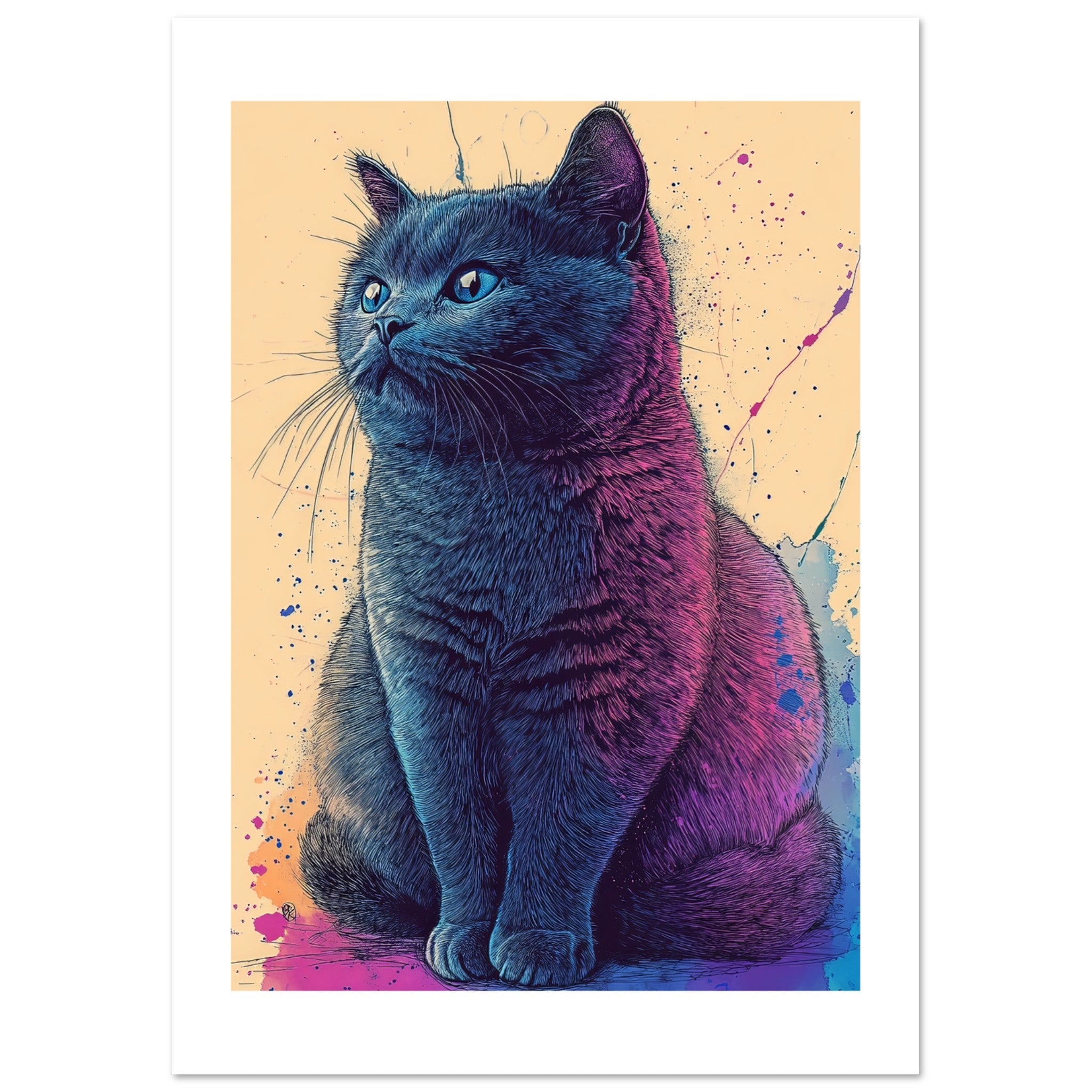 British Shorthair Cat Painted With Tone Pen 3