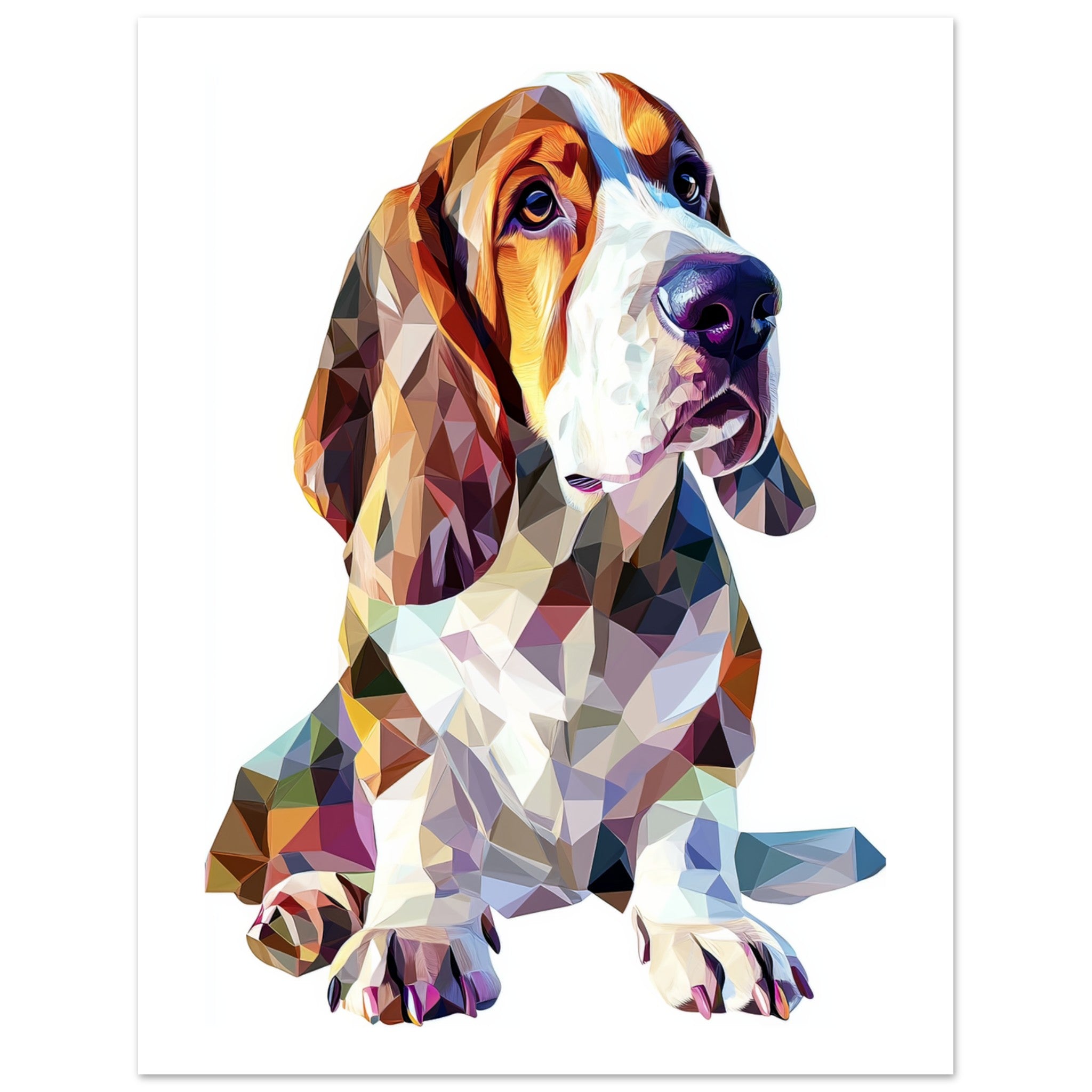 Basset Hound Dog Illustrated with Colorful Triangles 2