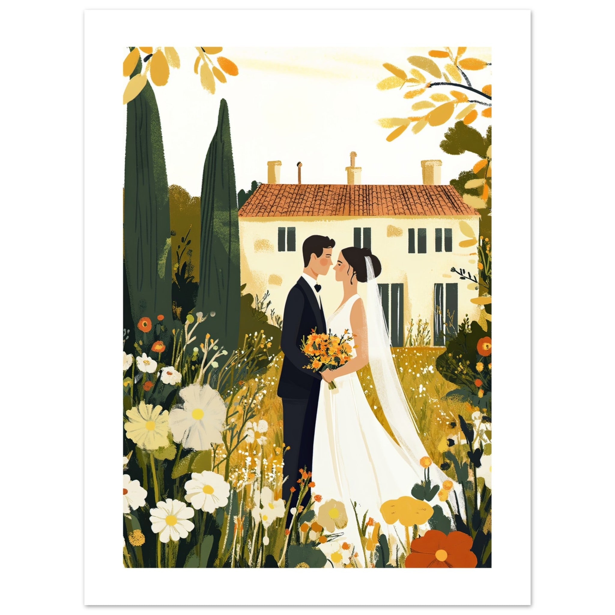 A wedding couple infront of a garden 1